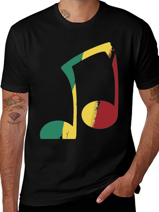 Reggae Pastel Note Unisex Short Sleeve Soft Cotton T-Shirt – Casual Everyday Wear