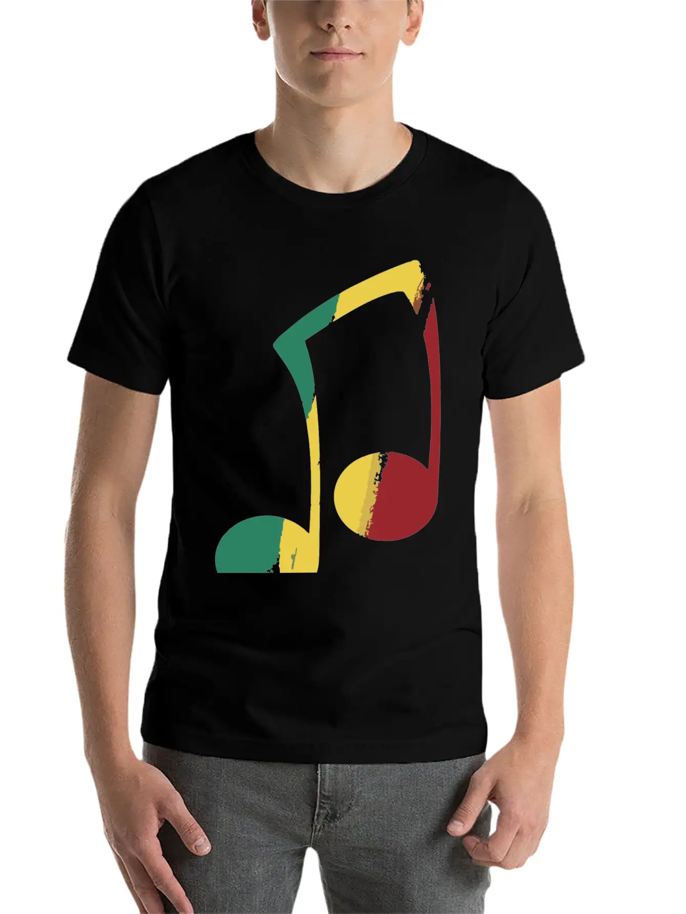 Reggae Pastel Note Unisex Short Sleeve Soft Cotton T-Shirt – Casual Everyday Wear
