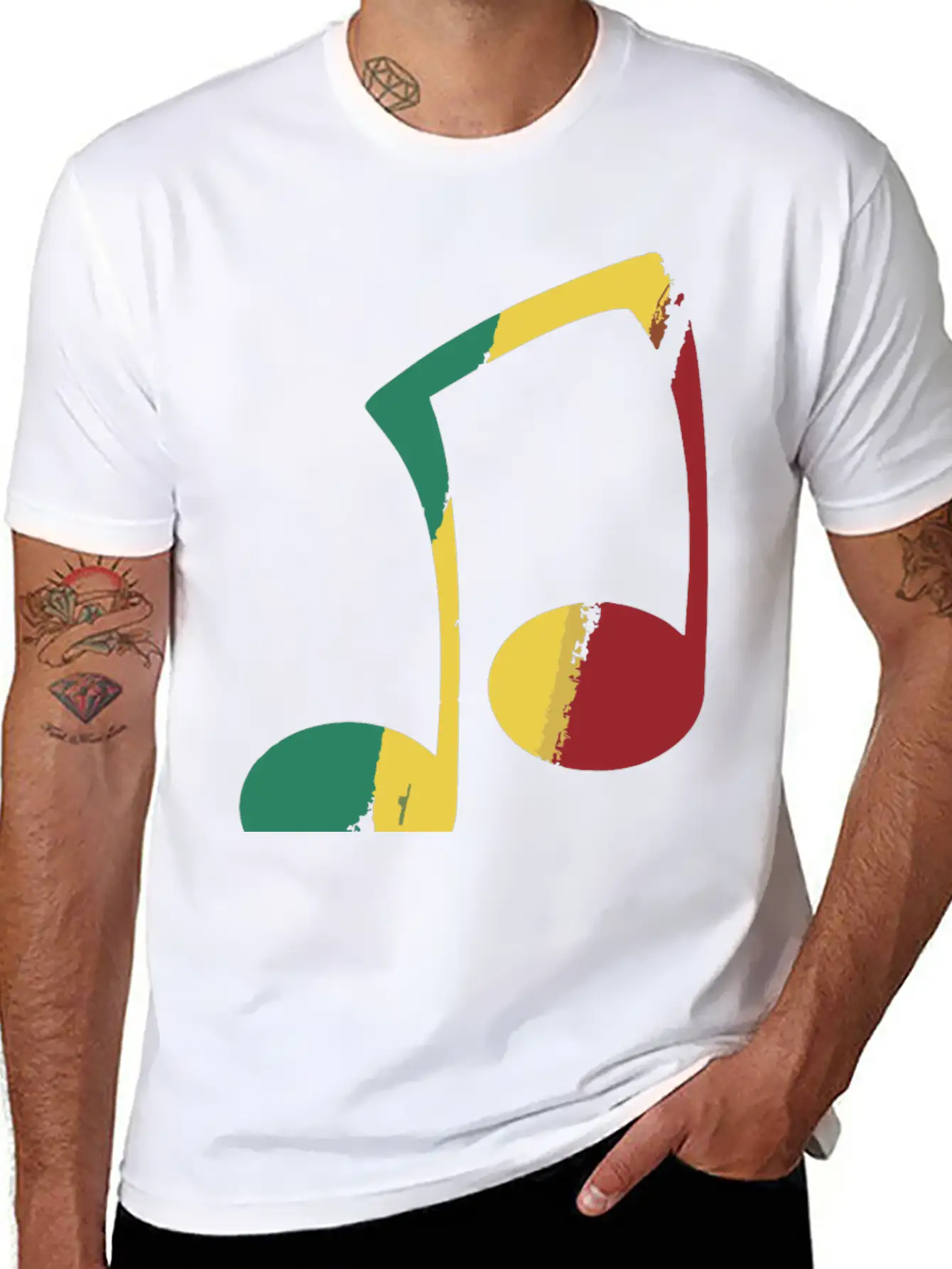 Reggae Pastel Note Unisex Short Sleeve Soft Cotton T-Shirt – Casual Everyday Wear