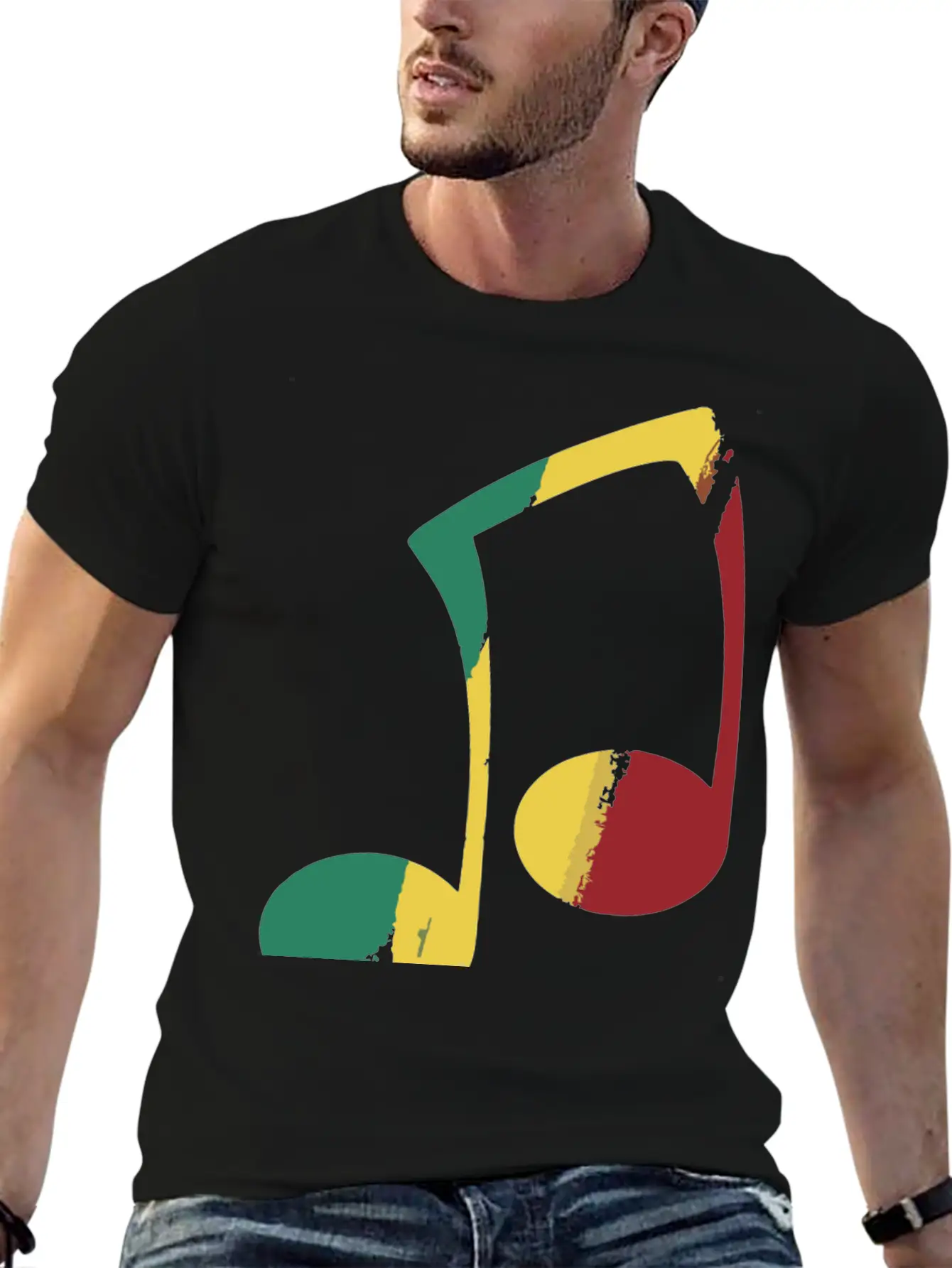 Reggae Pastel Note Unisex Short Sleeve Soft Cotton T-Shirt – Casual Everyday Wear