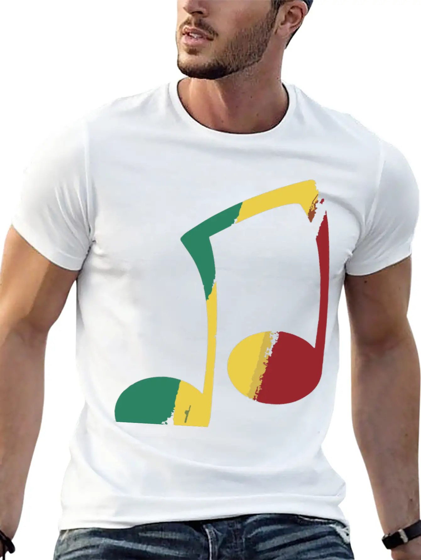 Reggae Pastel Note Unisex Short Sleeve Soft Cotton T-Shirt – Casual Everyday Wear