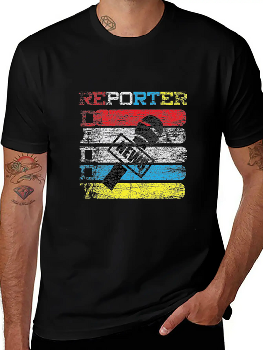 Reporter News Microphone Reportage Unisex Short Sleeve Soft Cotton T-Shirt – Casual Everyday Wear