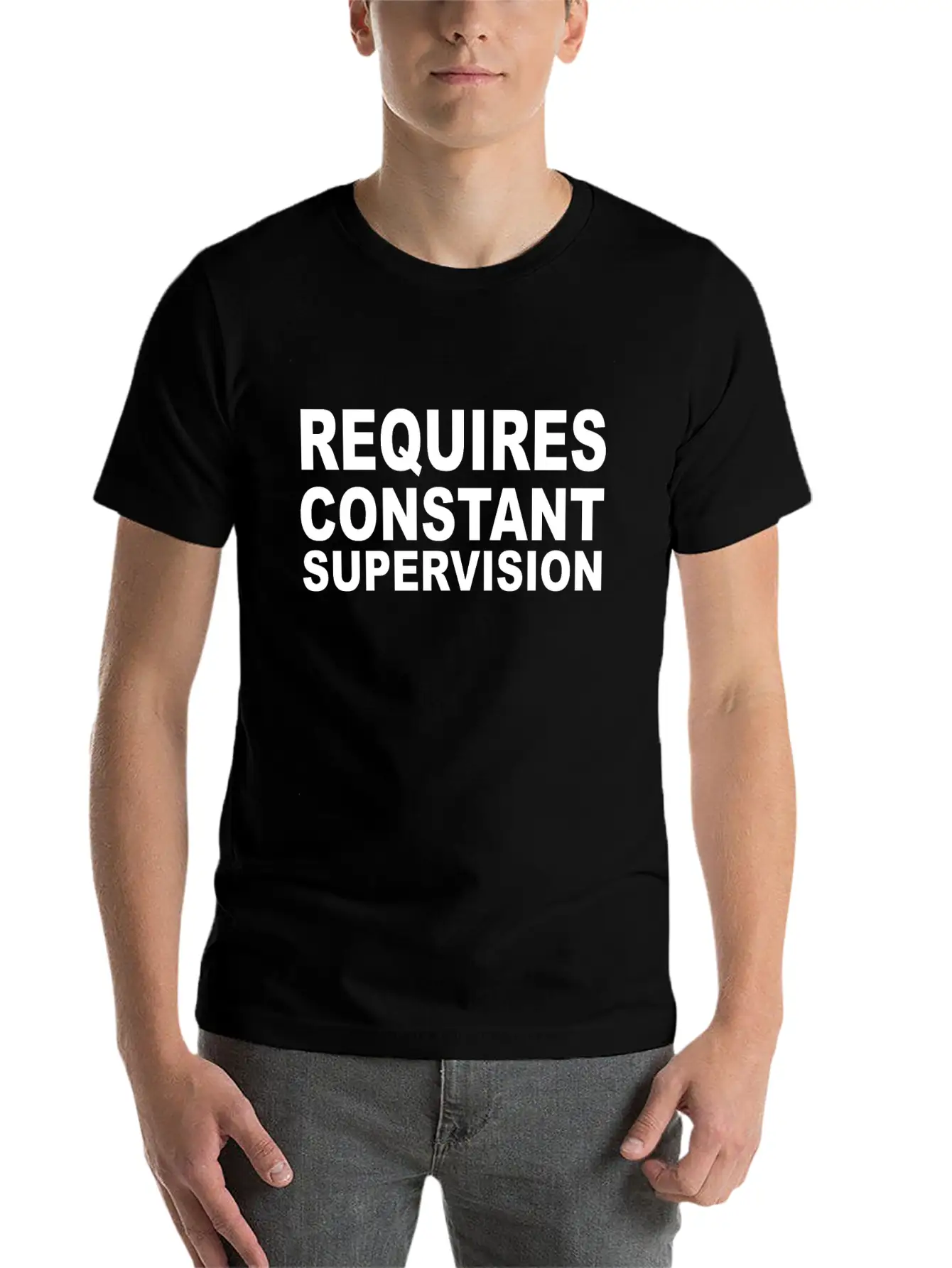 Requires Supervision Stylish Everyday T-Shirt – Unisex Basic Cotton Tee