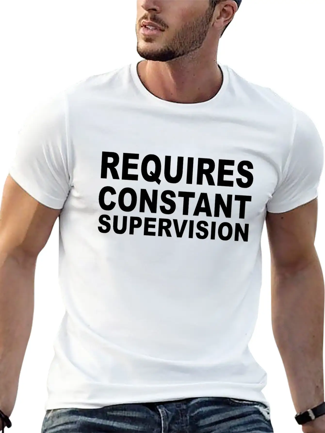 Requires Supervision Stylish Everyday T-Shirt – Unisex Basic Cotton Tee