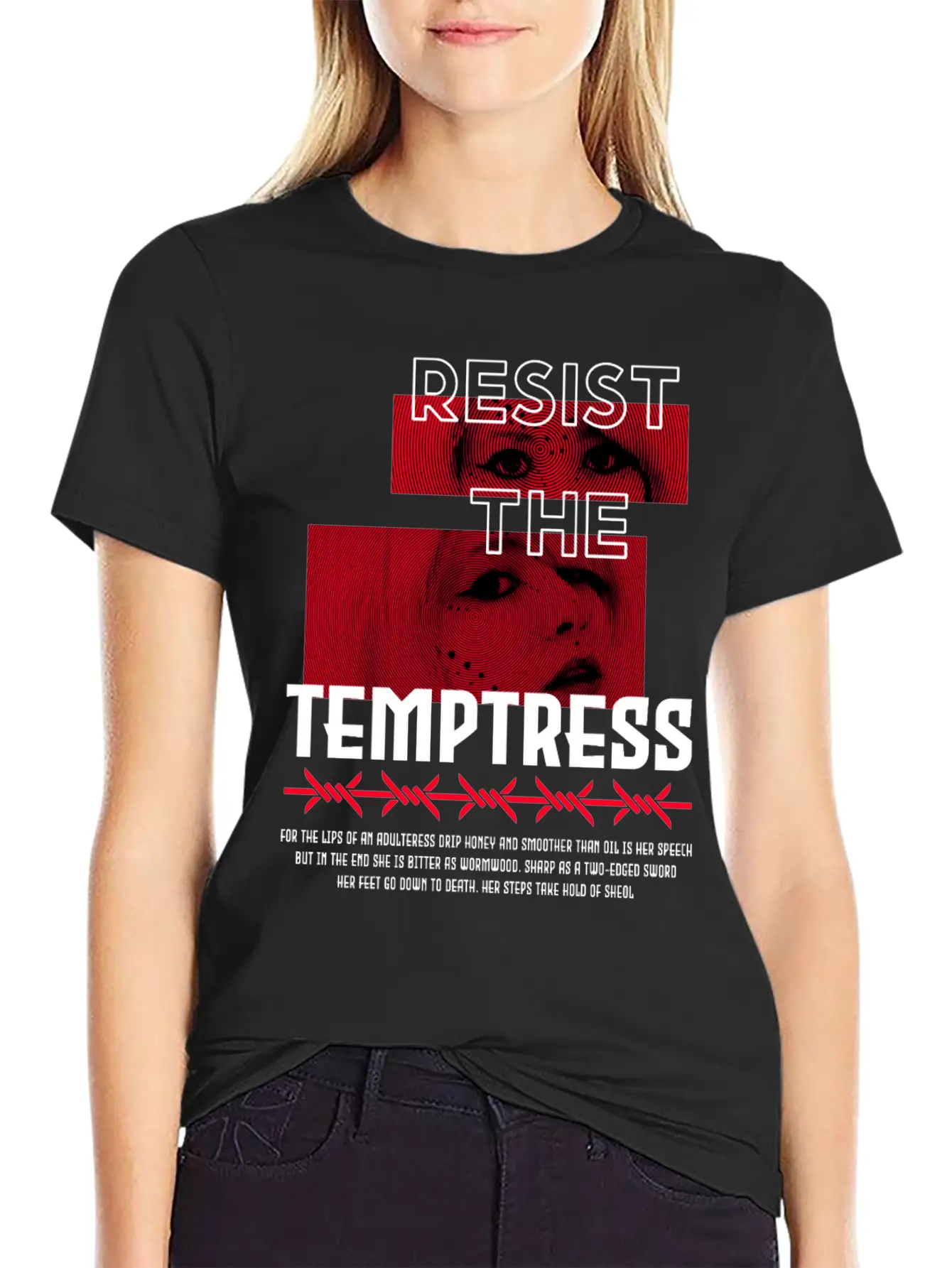 RESIST THE TEMPTRESS VIRTUE404 STREETWEAR Unisex Short Sleeve Soft Cotton T-Shirt – Casual Everyday Wear