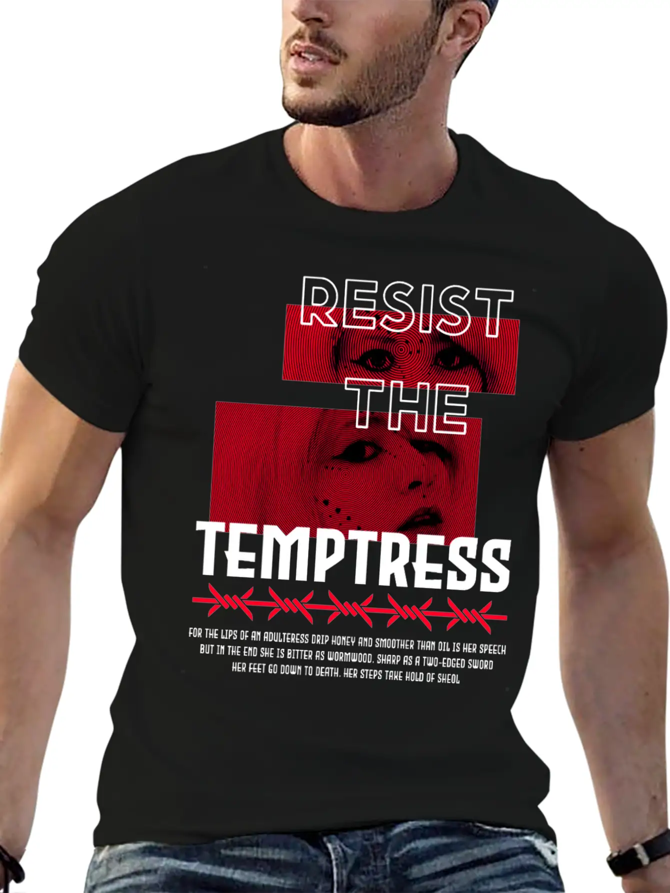 RESIST THE TEMPTRESS VIRTUE404 STREETWEAR Unisex Short Sleeve Soft Cotton T-Shirt – Casual Everyday Wear