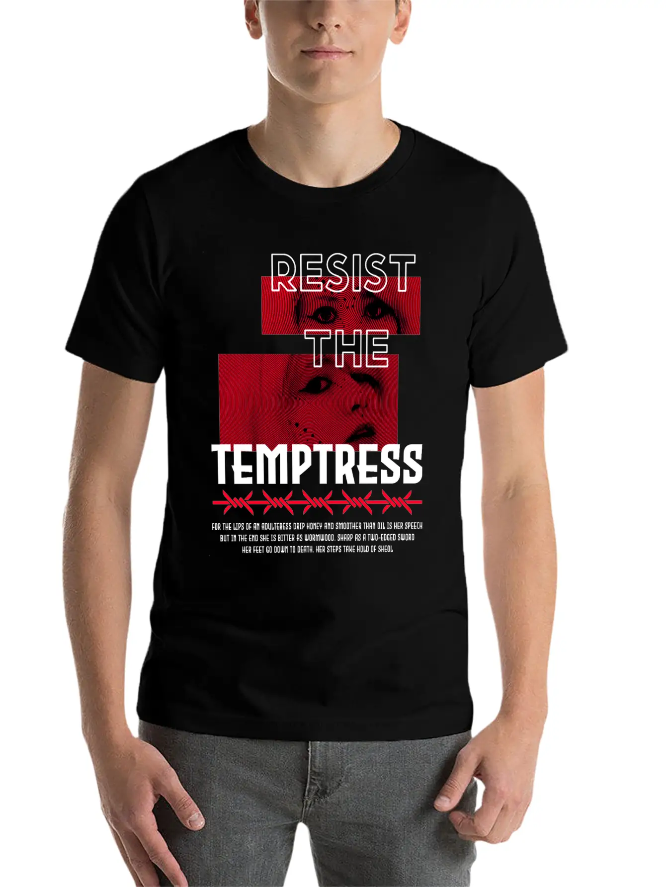 RESIST THE TEMPTRESS VIRTUE404 STREETWEAR Unisex Short Sleeve Soft Cotton T-Shirt – Casual Everyday Wear