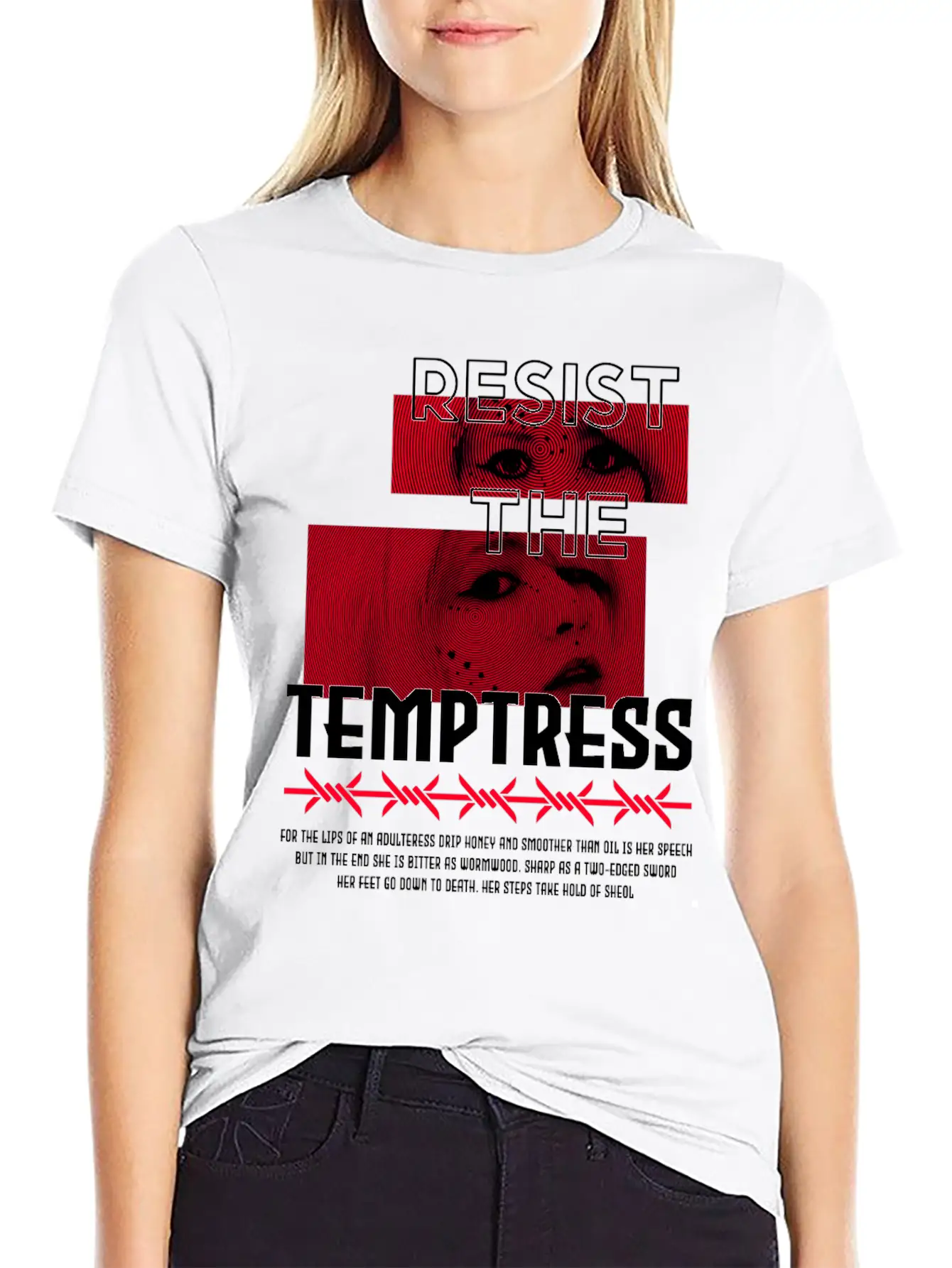RESIST THE TEMPTRESS VIRTUE404 STREETWEAR Unisex Short Sleeve Soft Cotton T-Shirt – Casual Everyday Wear