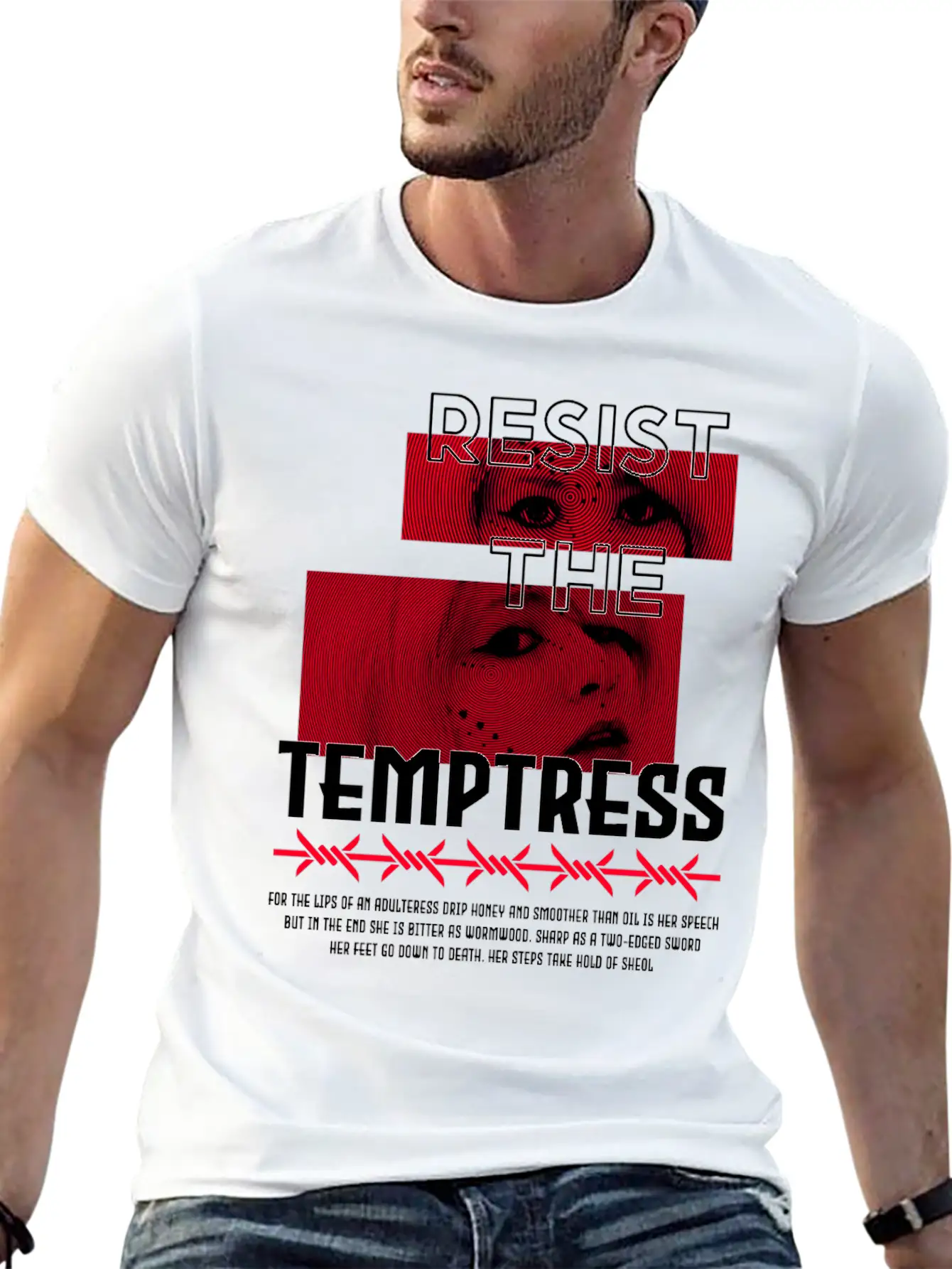 RESIST THE TEMPTRESS VIRTUE404 STREETWEAR Unisex Short Sleeve Soft Cotton T-Shirt – Casual Everyday Wear