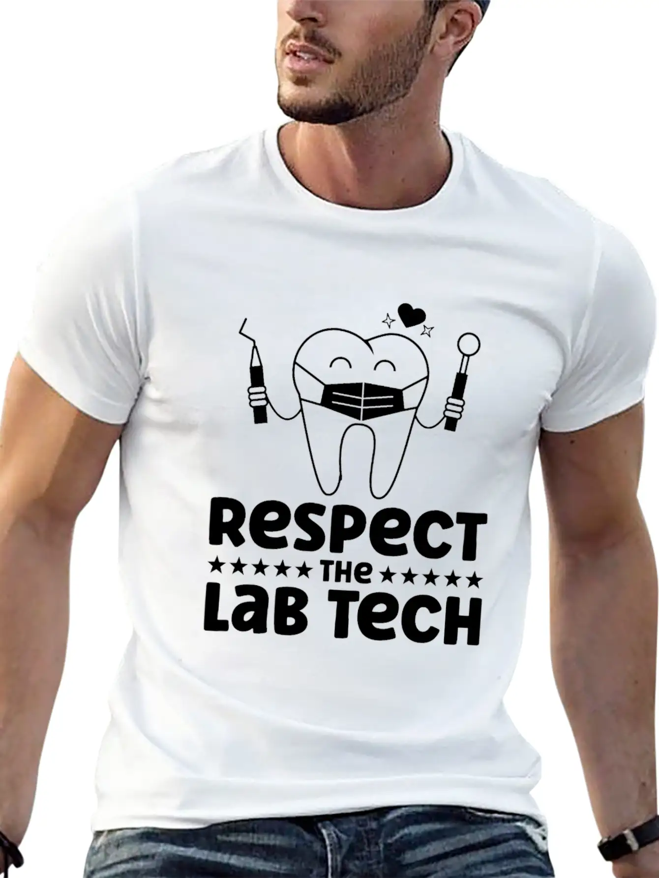 Respect The Dental Lab Tech Basic Graphic T-Shirt – Daily Comfort In Soft Cotton