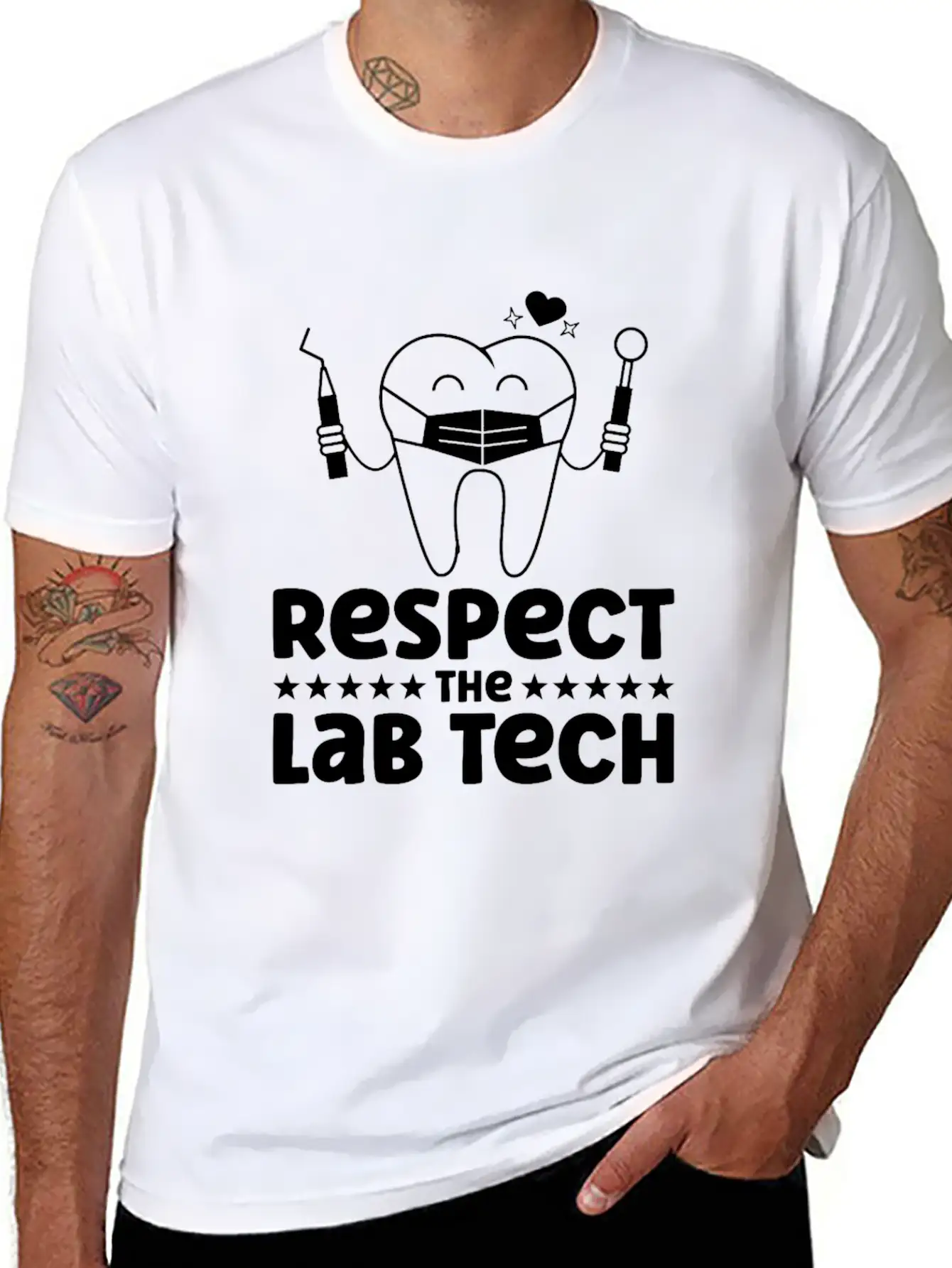 Respect The Dental Lab Tech Basic Graphic T-Shirt – Daily Comfort In Soft Cotton