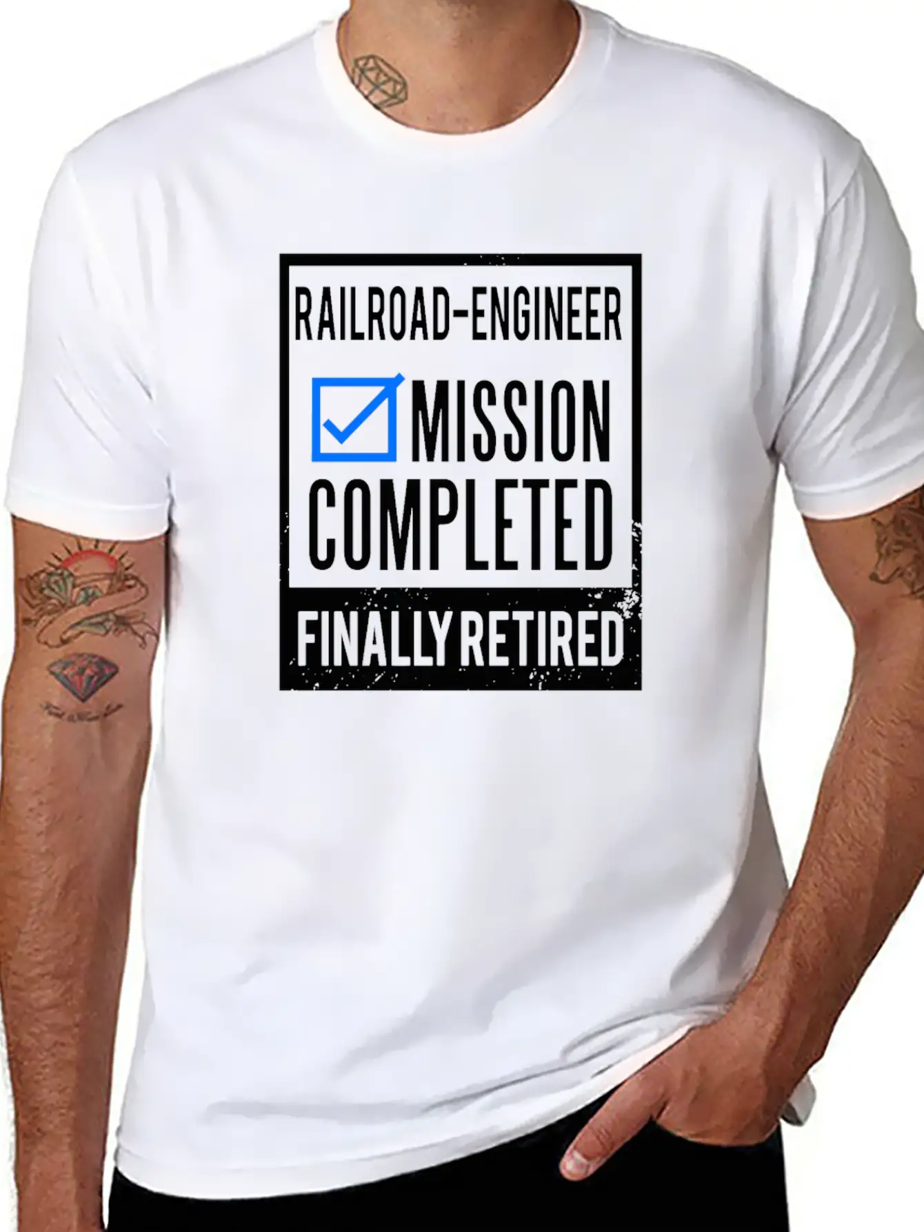 Retirement - Retired Railroad-Engineer Stylish Everyday T-Shirt – Unisex Basic Cotton Tee