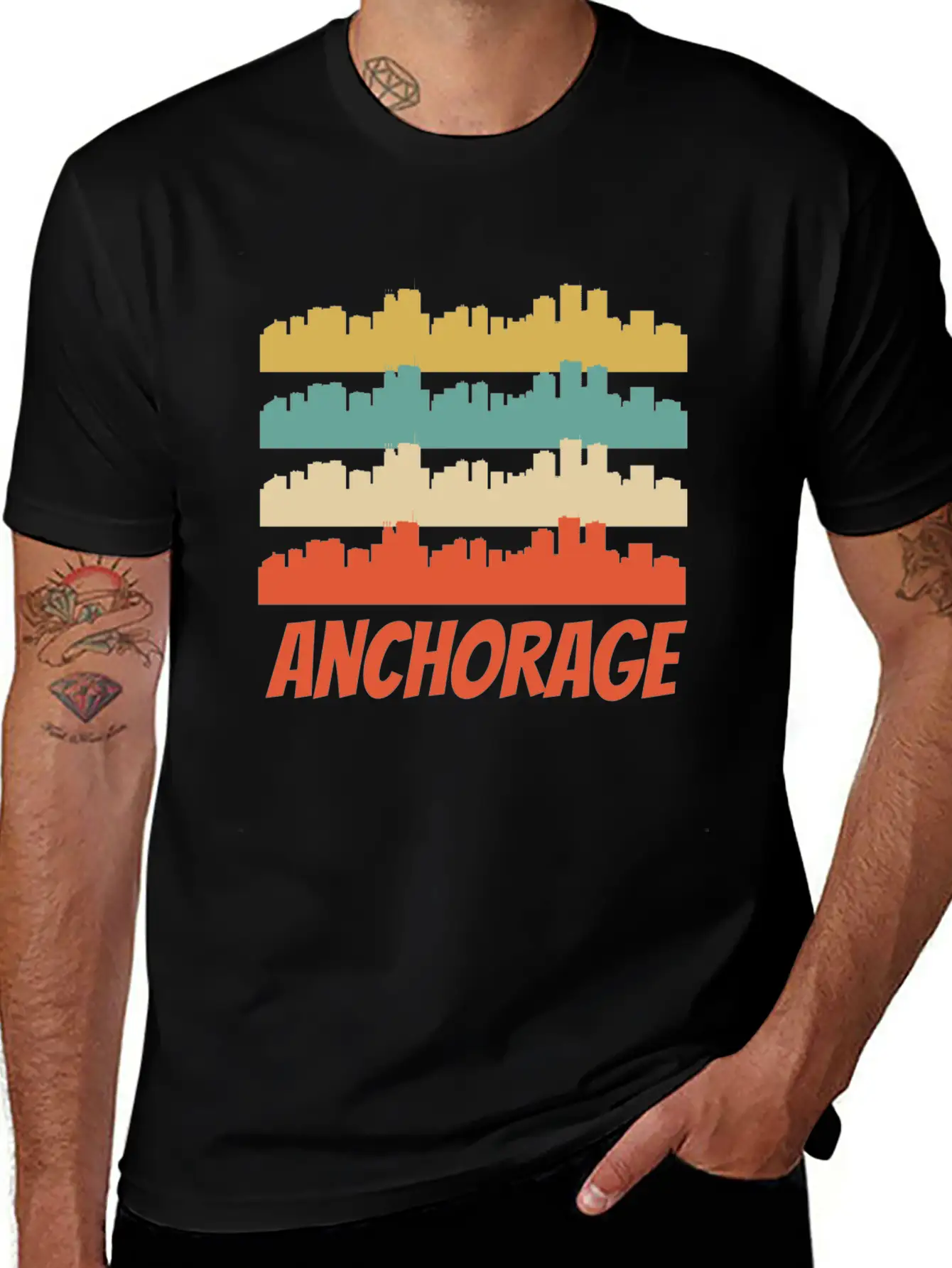 Retro Anchorage AK Skyline Pop Art Basic Graphic T-Shirt – Daily Comfort In Soft Cotton
