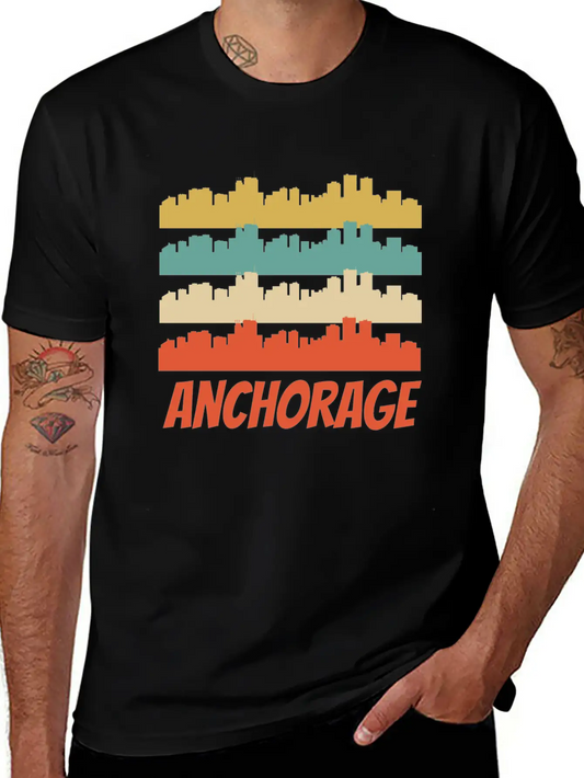 Retro Anchorage AK Skyline Pop Art Basic Graphic T-Shirt – Daily Comfort In Soft Cotton