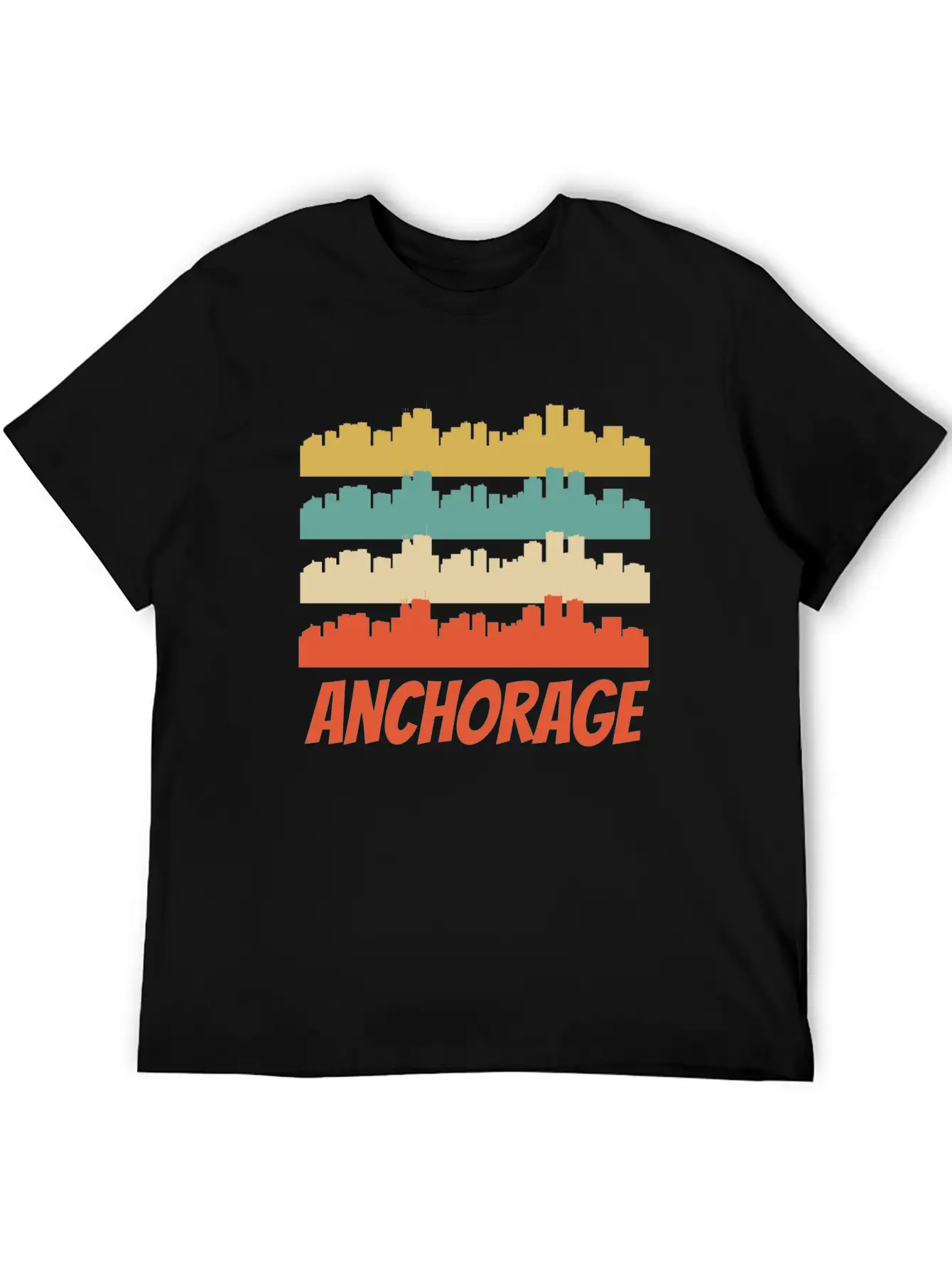 Retro Anchorage AK Skyline Pop Art Basic Graphic T-Shirt – Daily Comfort In Soft Cotton
