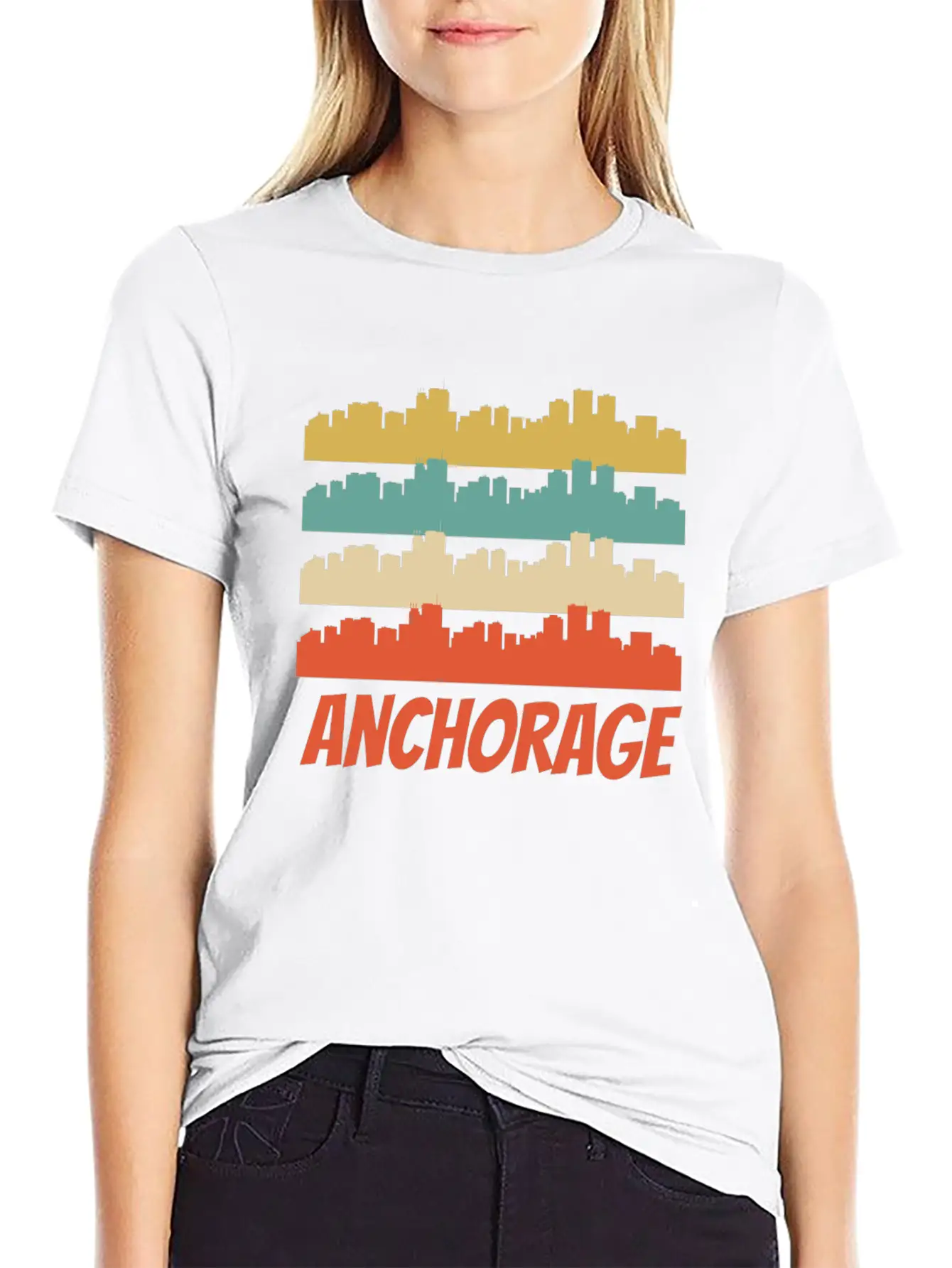 Retro Anchorage AK Skyline Pop Art Basic Graphic T-Shirt – Daily Comfort In Soft Cotton