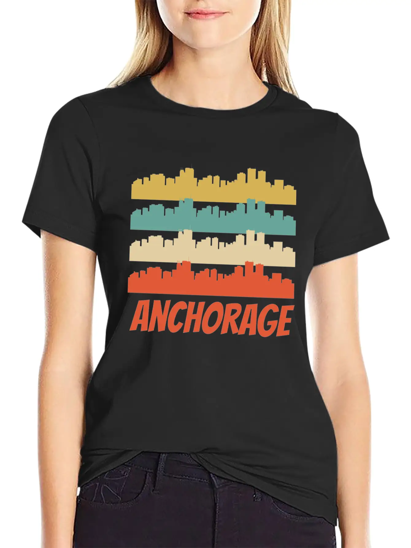 Retro Anchorage AK Skyline Pop Art Basic Graphic T-Shirt – Daily Comfort In Soft Cotton
