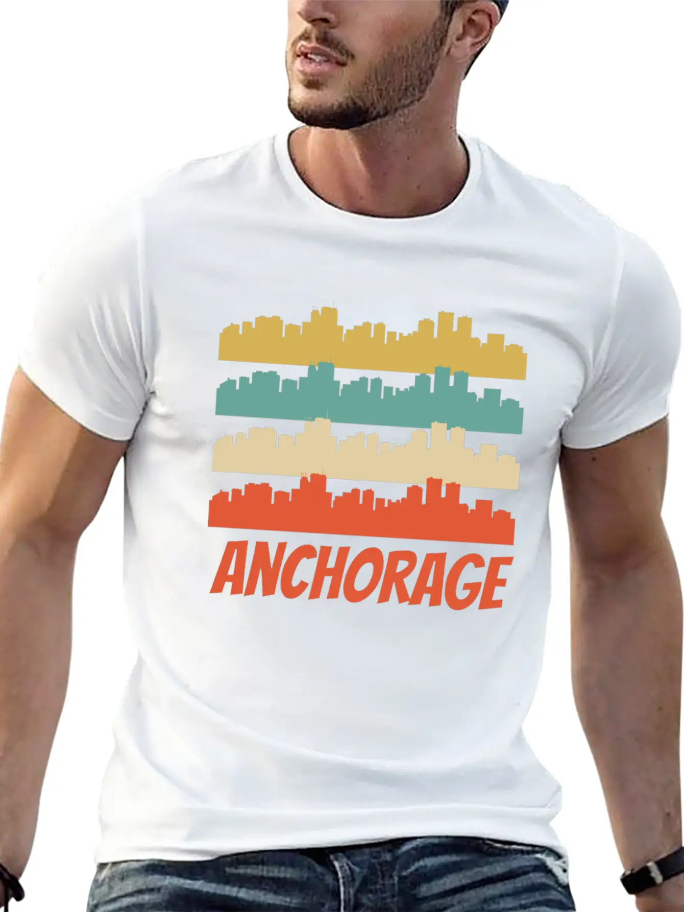Retro Anchorage AK Skyline Pop Art Basic Graphic T-Shirt – Daily Comfort In Soft Cotton
