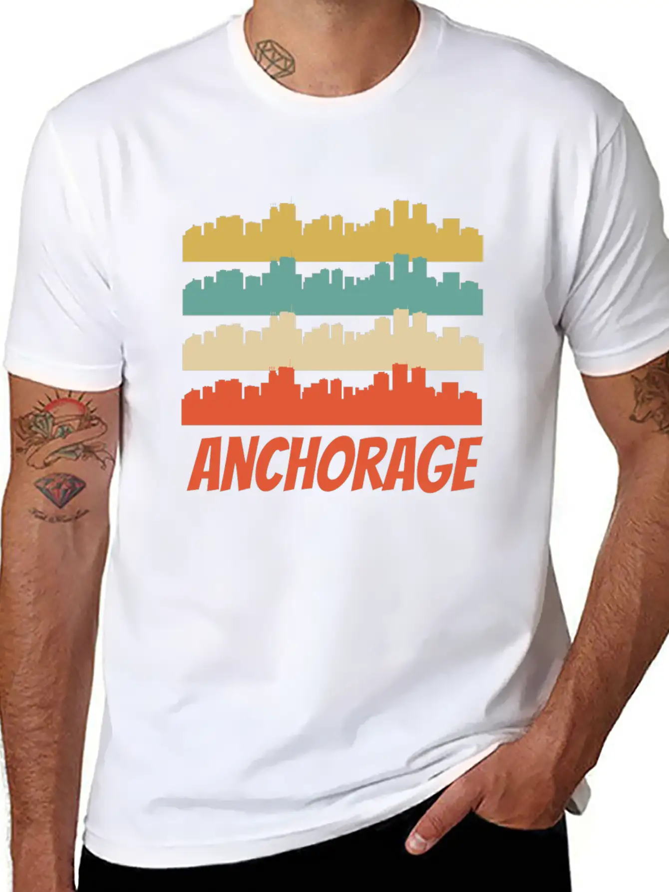 Retro Anchorage AK Skyline Pop Art Basic Graphic T-Shirt – Daily Comfort In Soft Cotton