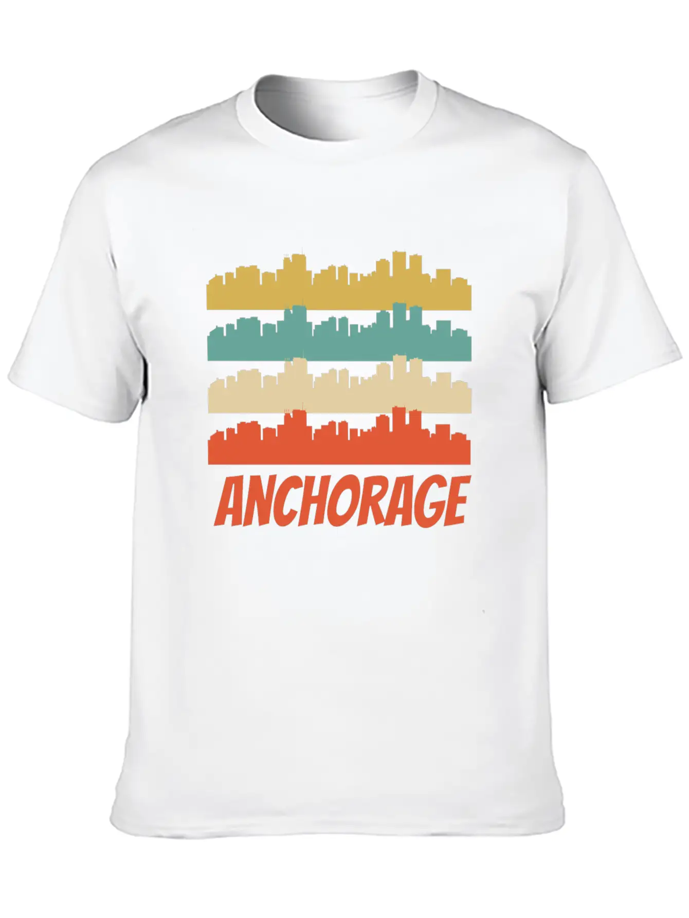 Retro Anchorage AK Skyline Pop Art Basic Graphic T-Shirt – Daily Comfort In Soft Cotton