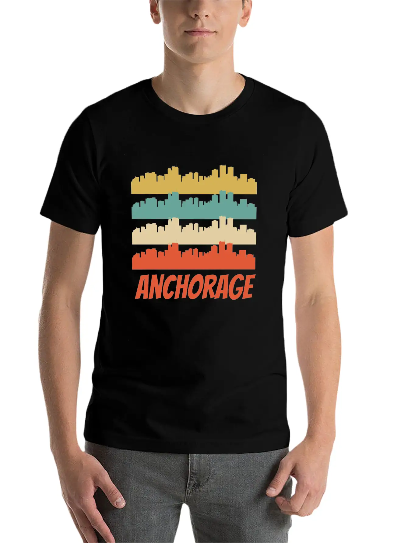 Retro Anchorage AK Skyline Pop Art Basic Graphic T-Shirt – Daily Comfort In Soft Cotton