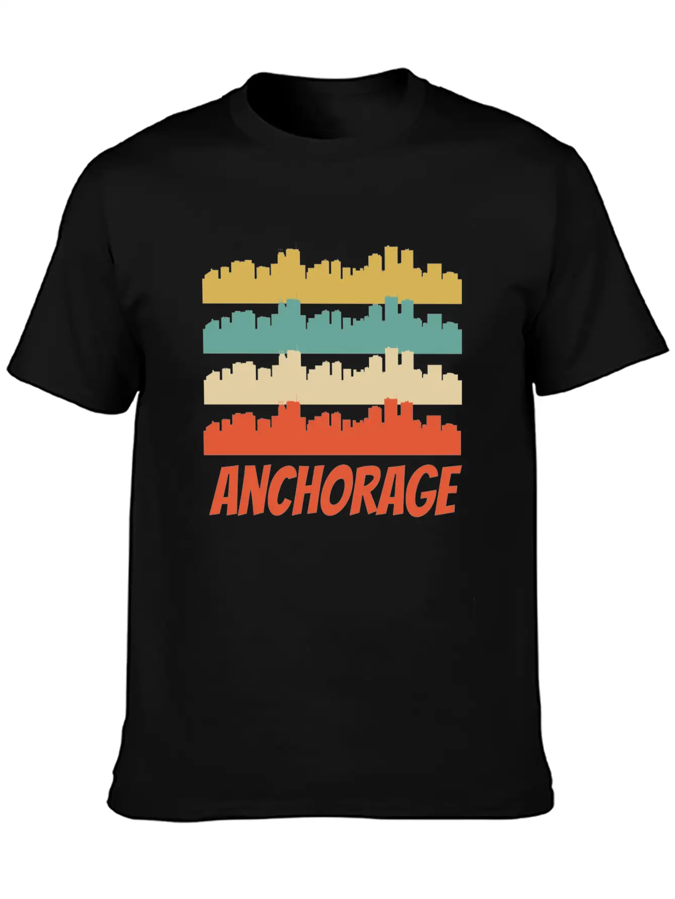 Retro Anchorage AK Skyline Pop Art Basic Graphic T-Shirt – Daily Comfort In Soft Cotton