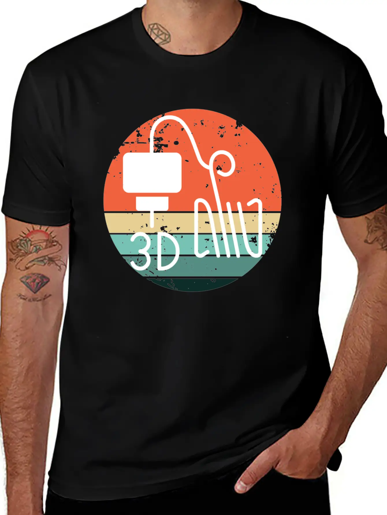 Retro Backdrop 3D Printing Machine Unisex Short Sleeve Soft Cotton T-Shirt – Casual Everyday Wear