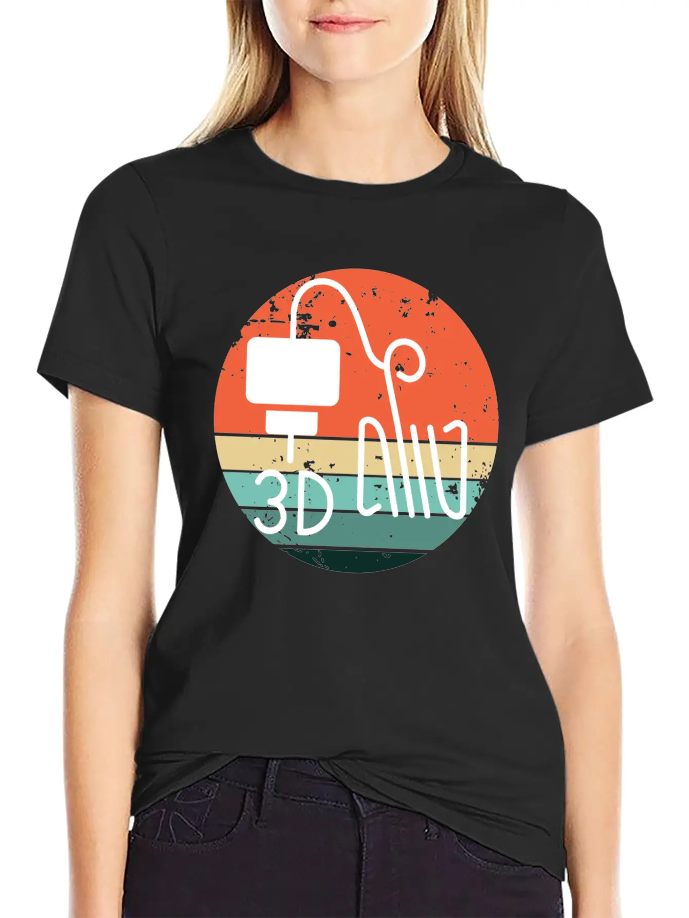 Retro Backdrop 3D Printing Machine Unisex Short Sleeve Soft Cotton T-Shirt – Casual Everyday Wear