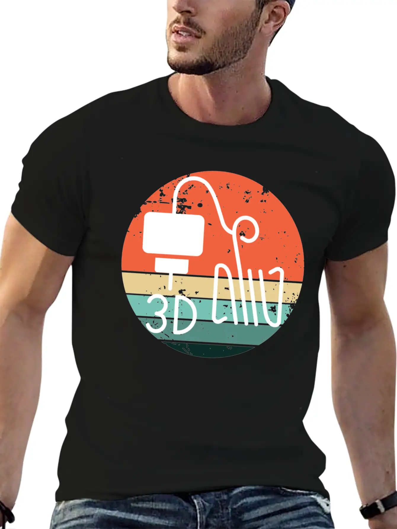 Retro Backdrop 3D Printing Machine Unisex Short Sleeve Soft Cotton T-Shirt – Casual Everyday Wear