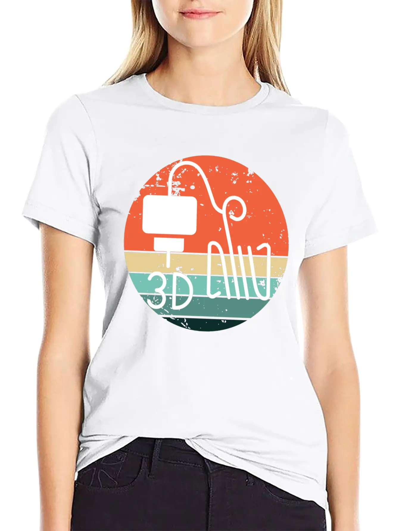 Retro Backdrop 3D Printing Machine Unisex Short Sleeve Soft Cotton T-Shirt – Casual Everyday Wear