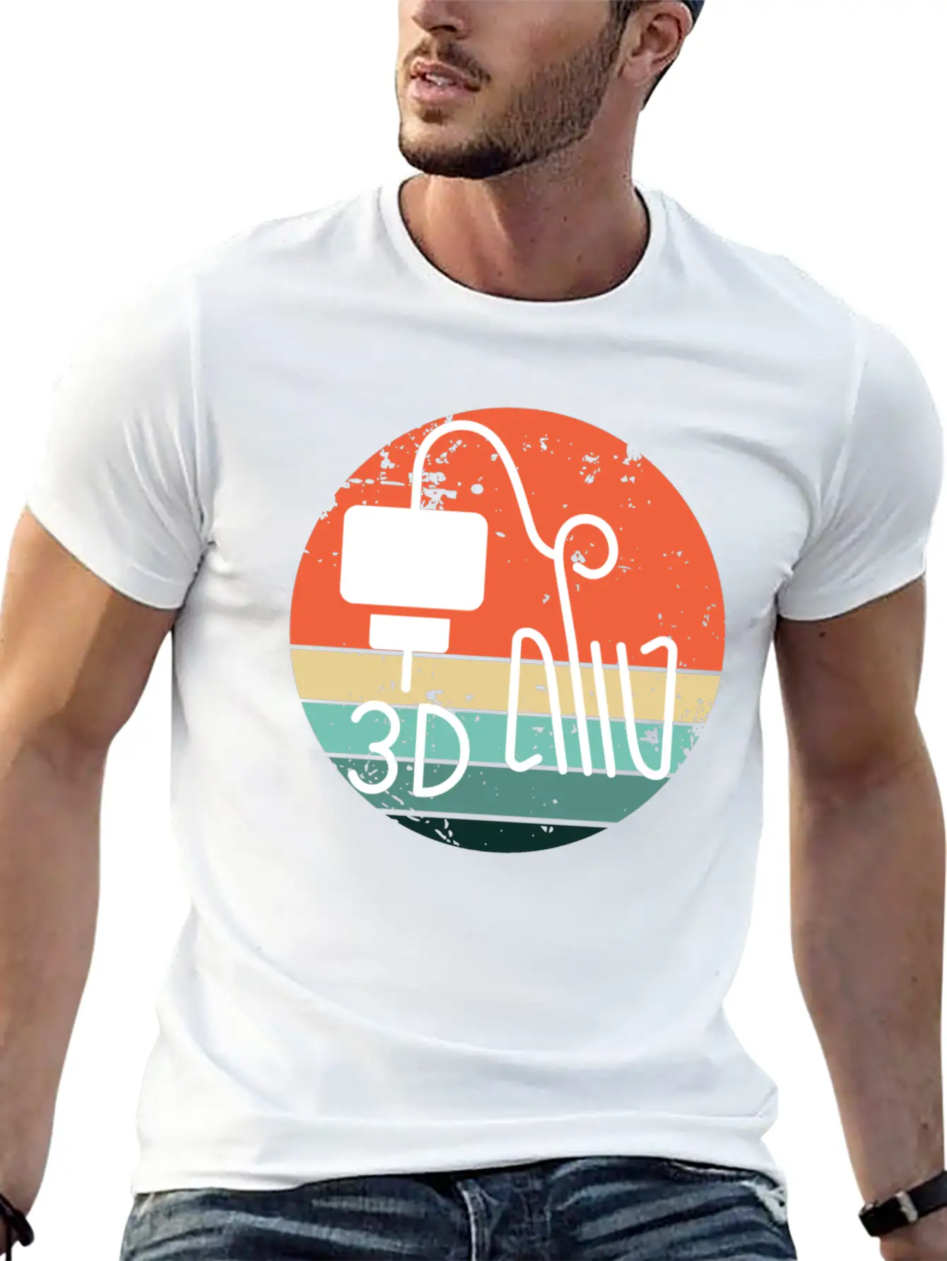 Retro Backdrop 3D Printing Machine Unisex Short Sleeve Soft Cotton T-Shirt – Casual Everyday Wear