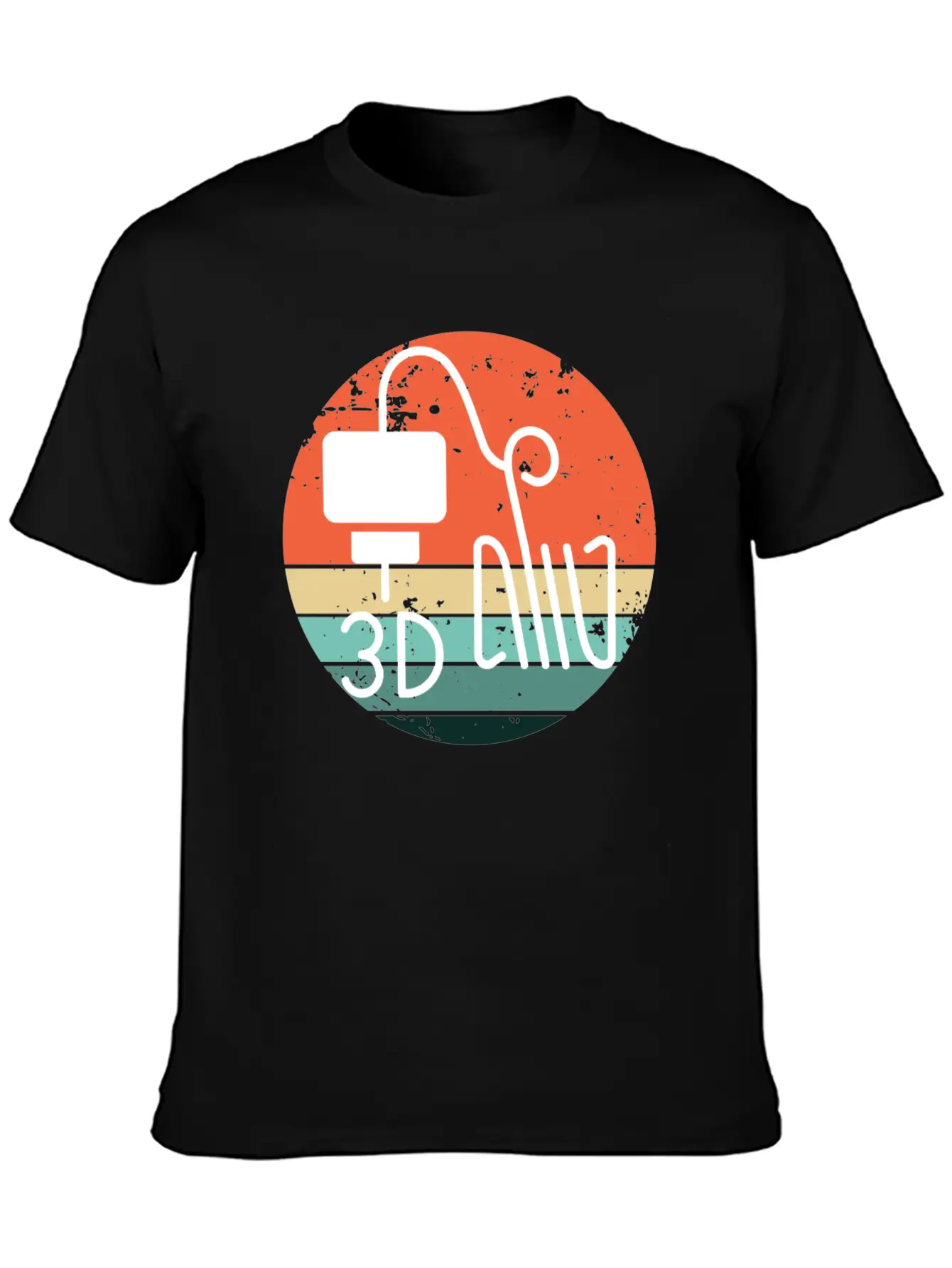 Retro Backdrop 3D Printing Machine Unisex Short Sleeve Soft Cotton T-Shirt – Casual Everyday Wear