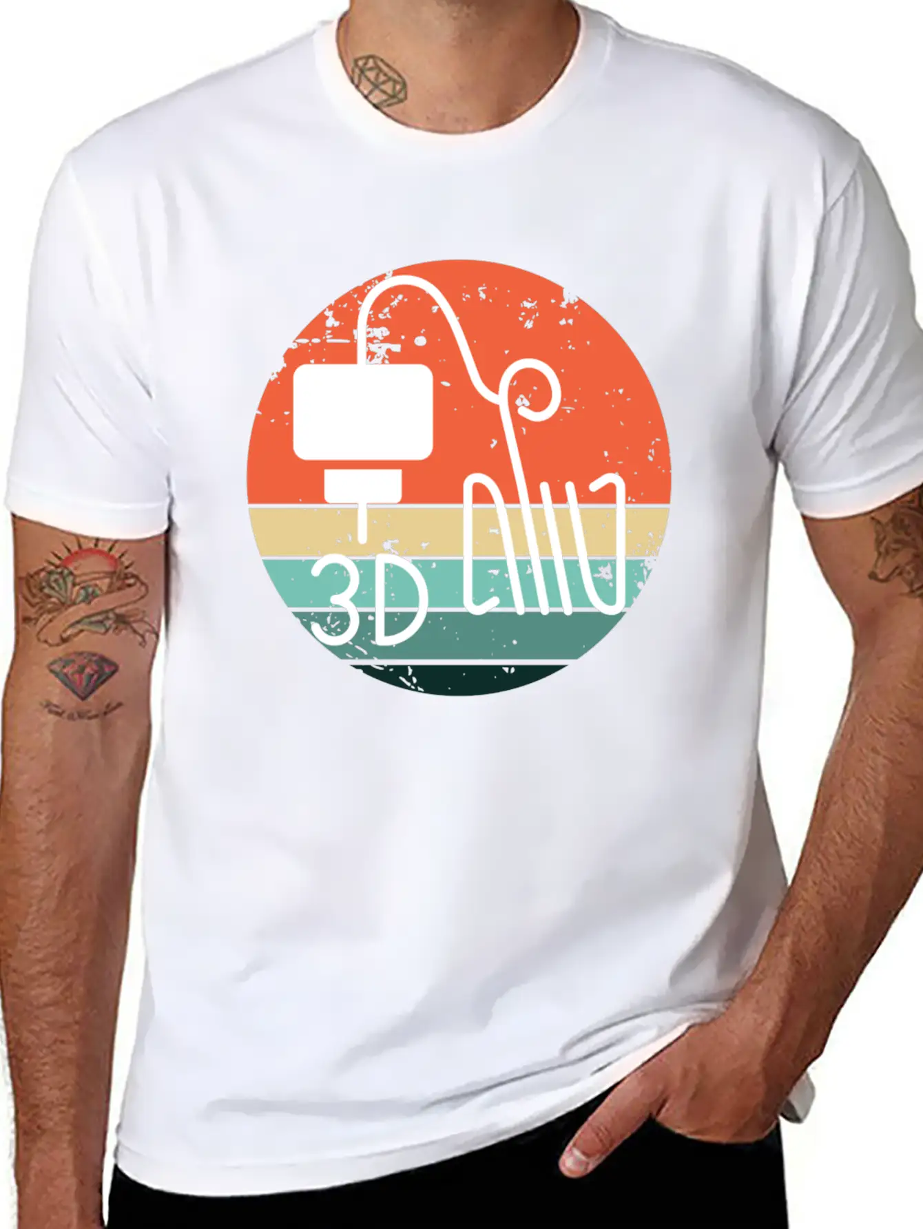 Retro Backdrop 3D Printing Machine Unisex Short Sleeve Soft Cotton T-Shirt – Casual Everyday Wear