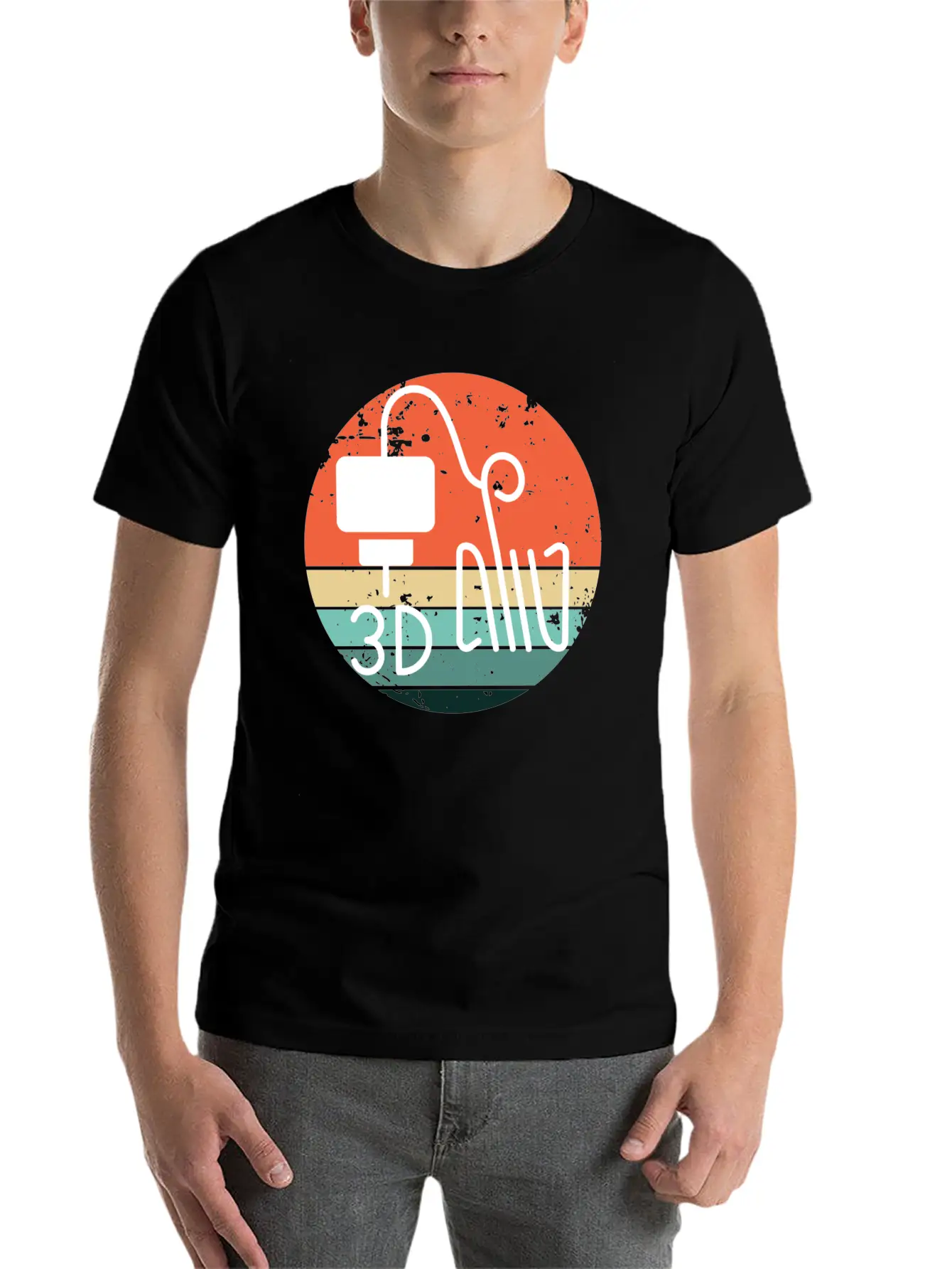Retro Backdrop 3D Printing Machine Unisex Short Sleeve Soft Cotton T-Shirt – Casual Everyday Wear