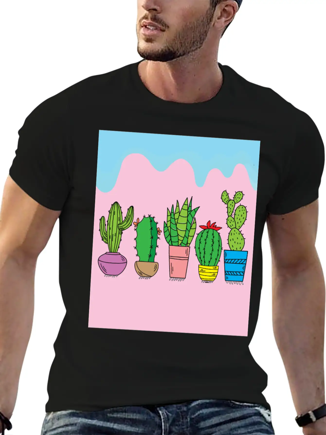 Retro Cactus Stylish Everyday T-Shirt – Unisex Basic Cotton Tee