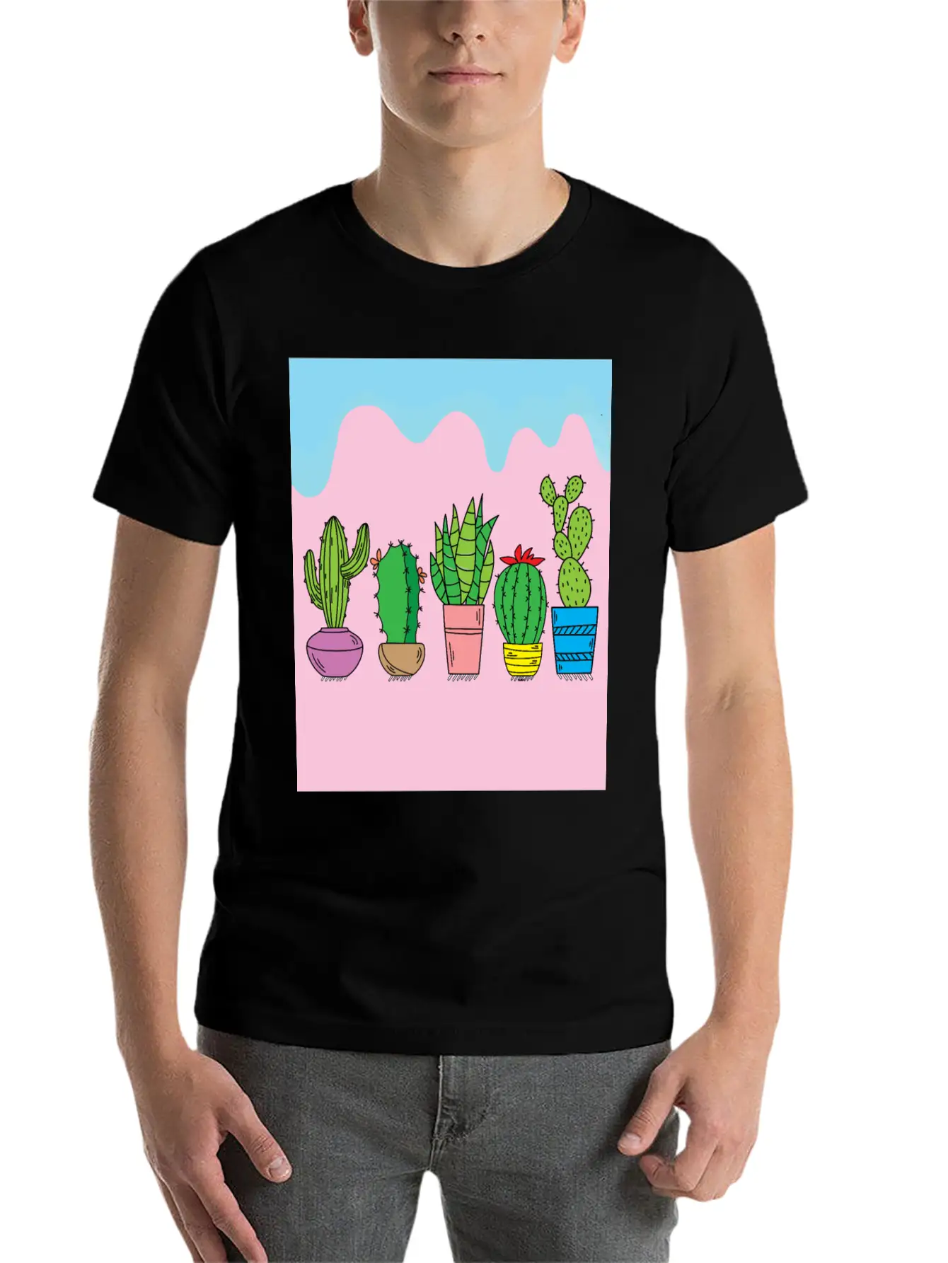 Retro Cactus Stylish Everyday T-Shirt – Unisex Basic Cotton Tee