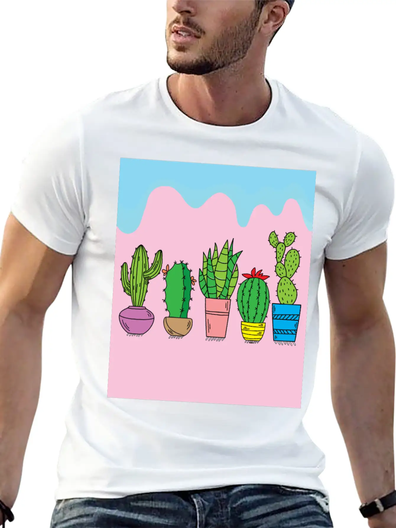Retro Cactus Stylish Everyday T-Shirt – Unisex Basic Cotton Tee
