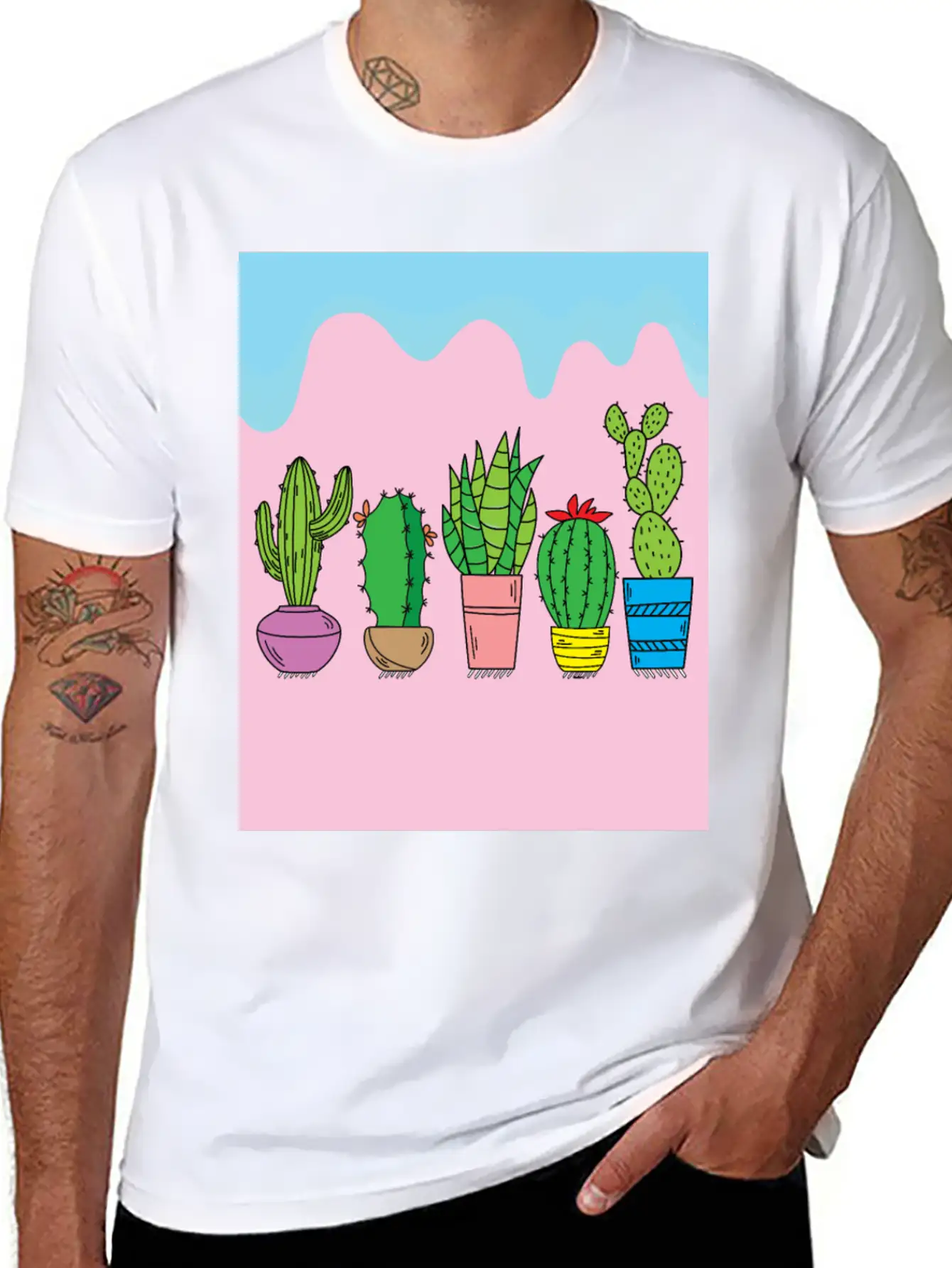 Retro Cactus Stylish Everyday T-Shirt – Unisex Basic Cotton Tee
