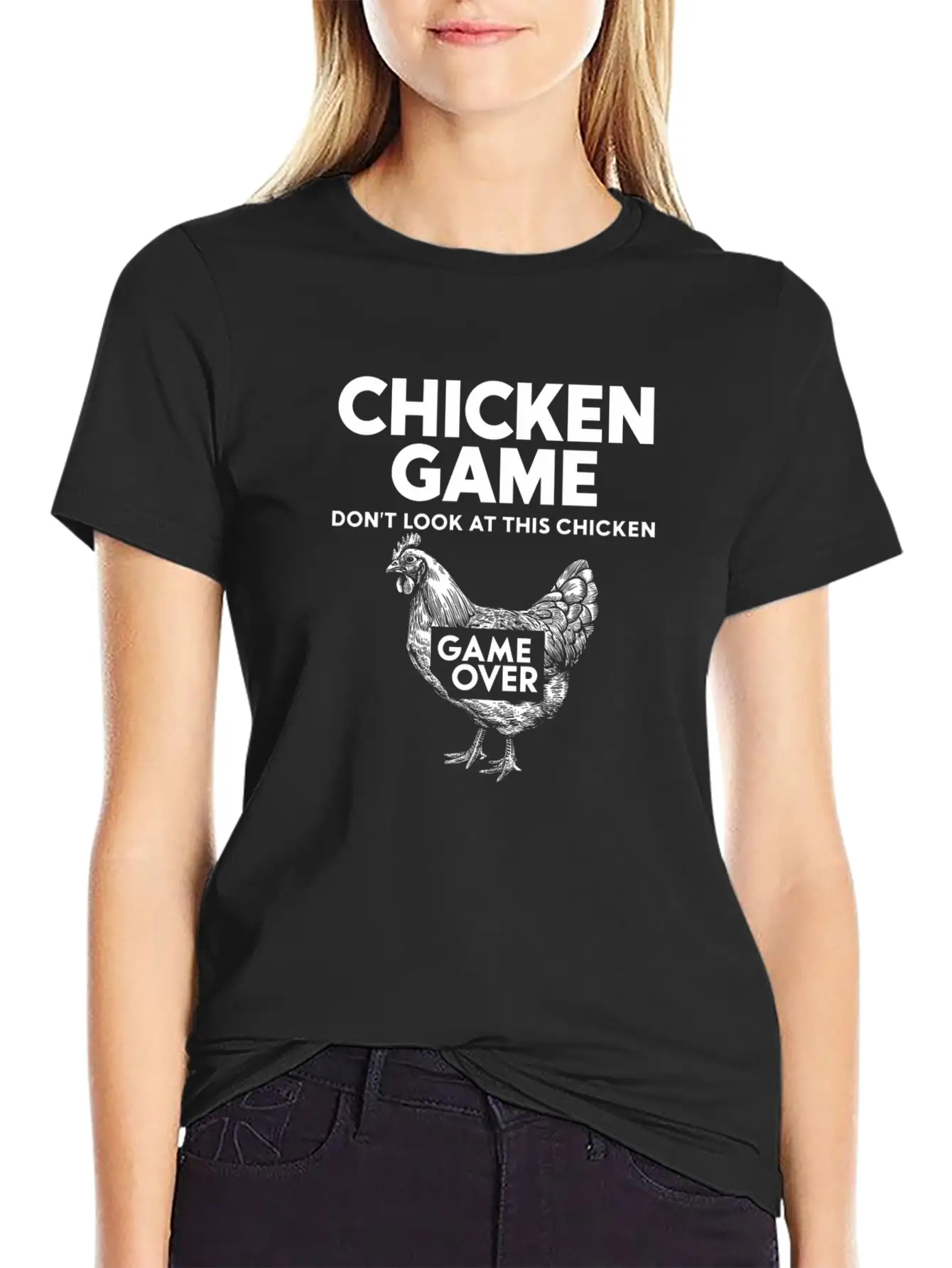 Retro Chicken Game Design For Gamers Stylish Everyday T-Shirt – Unisex Basic Cotton Tee