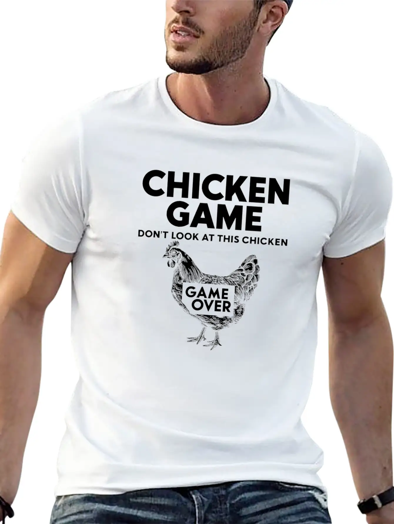 Retro Chicken Game Design For Gamers Stylish Everyday T-Shirt – Unisex Basic Cotton Tee