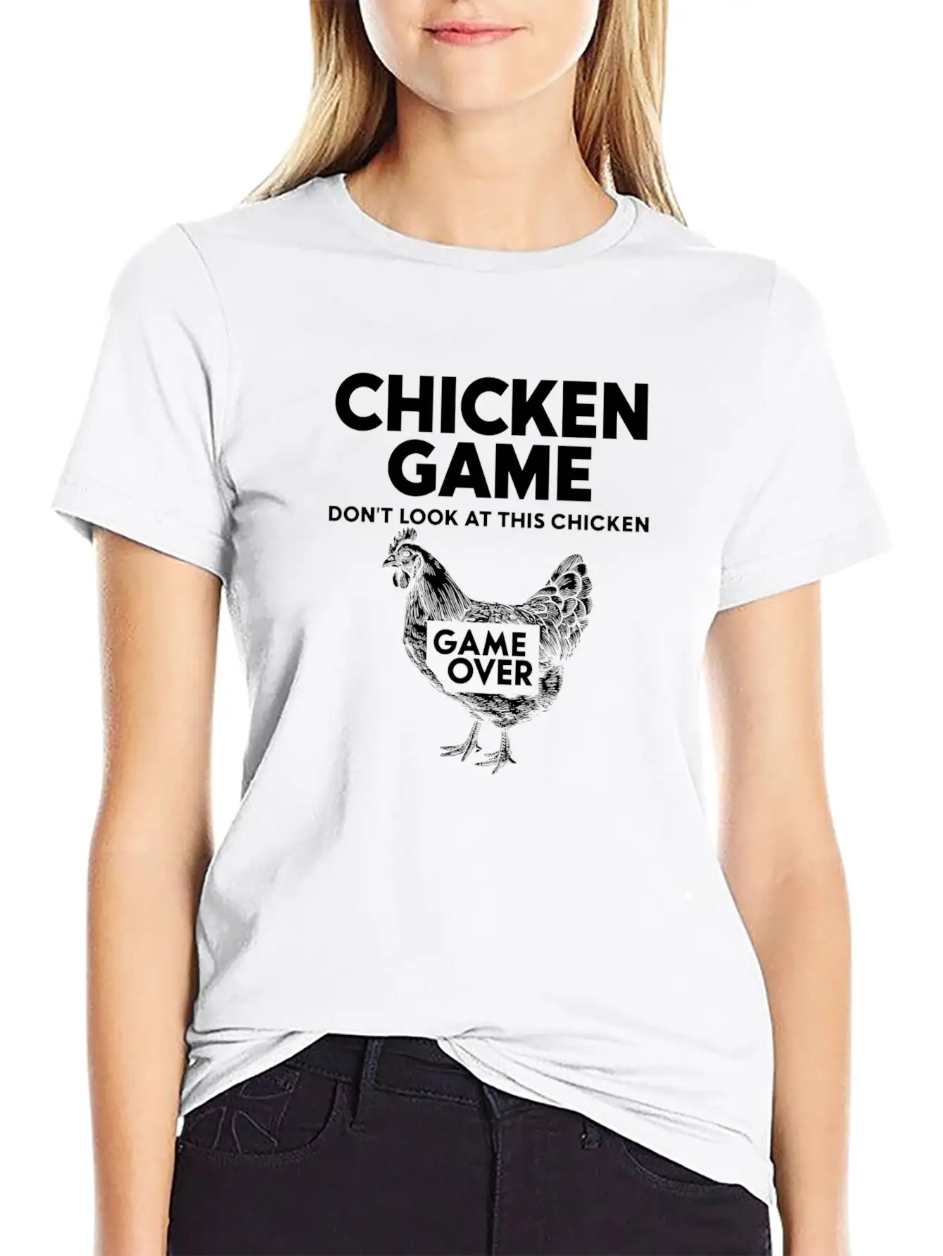 Retro Chicken Game Design For Gamers Stylish Everyday T-Shirt – Unisex Basic Cotton Tee