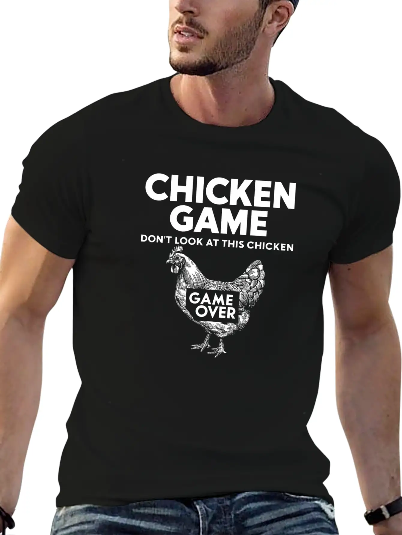 Retro Chicken Game Design For Gamers Stylish Everyday T-Shirt – Unisex Basic Cotton Tee