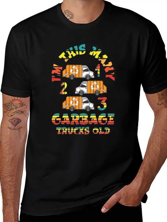 Retro Colorful 3rd Birthday Cute Garbage Truck Cou Timeless Short Sleeve Tee – Comfy And Minimalist Design