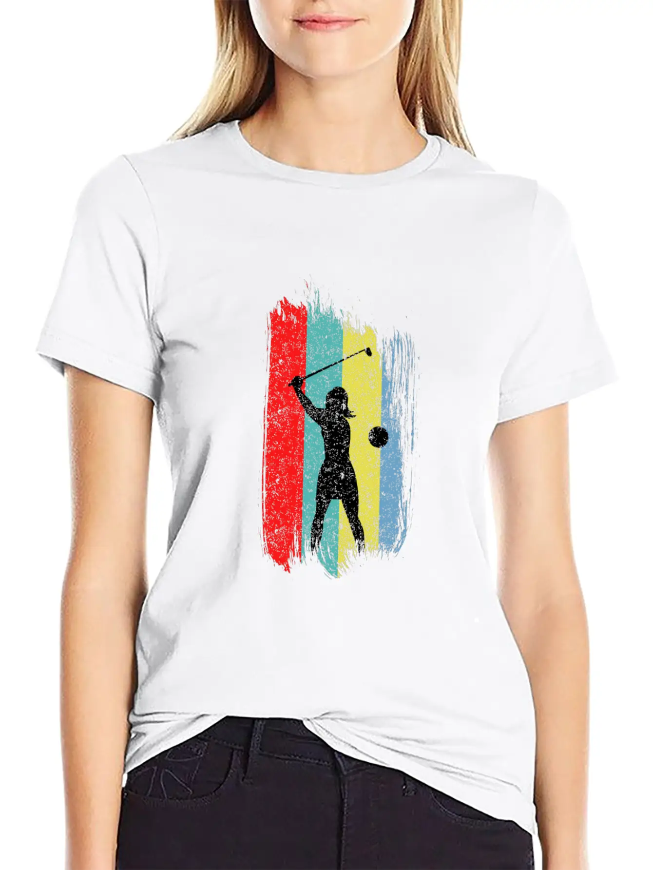 Retro Golf Player Women Golfer Golfing Putter Gift Unisex Short Sleeve Soft Cotton T-Shirt – Casual Everyday Wear
