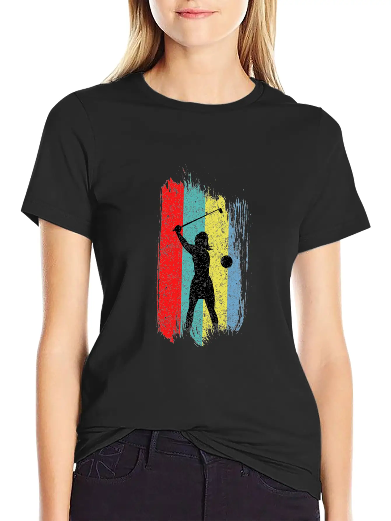 Retro Golf Player Women Golfer Golfing Putter Gift Unisex Short Sleeve Soft Cotton T-Shirt – Casual Everyday Wear