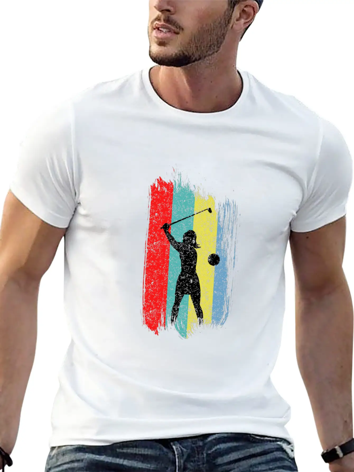 Retro Golf Player Women Golfer Golfing Putter Gift Unisex Short Sleeve Soft Cotton T-Shirt – Casual Everyday Wear