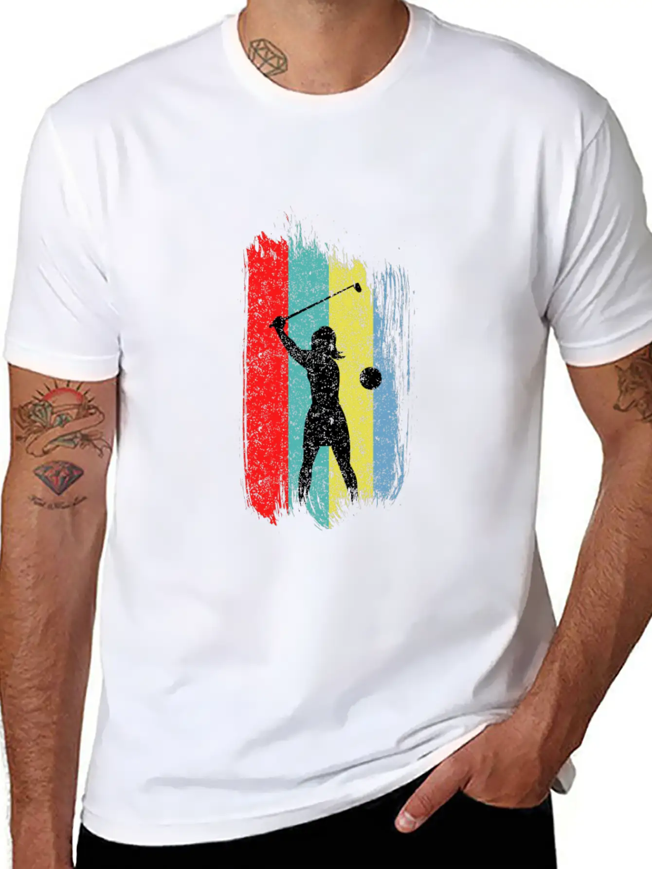 Retro Golf Player Women Golfer Golfing Putter Gift Unisex Short Sleeve Soft Cotton T-Shirt – Casual Everyday Wear