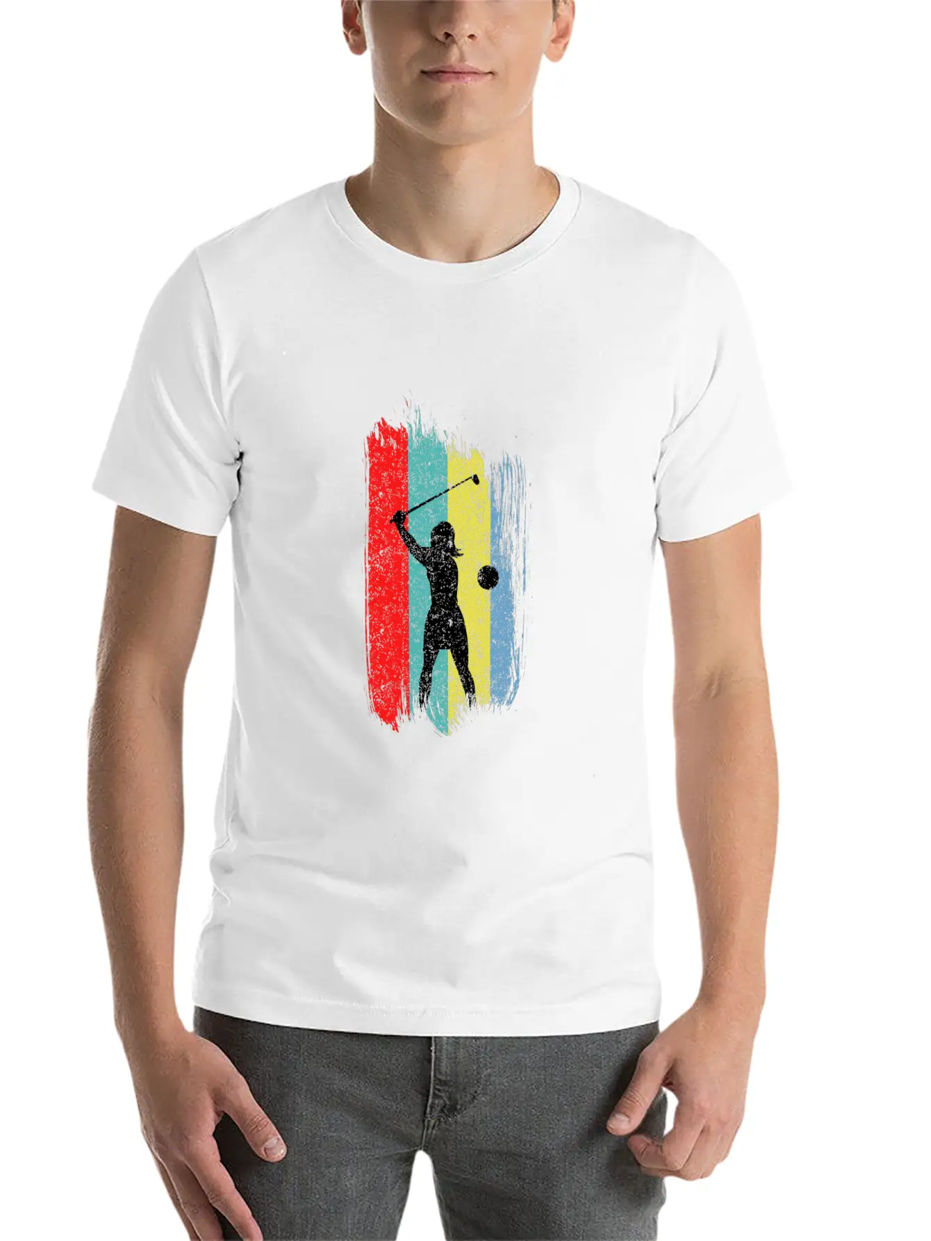Retro Golf Player Women Golfer Golfing Putter Gift Unisex Short Sleeve Soft Cotton T-Shirt – Casual Everyday Wear