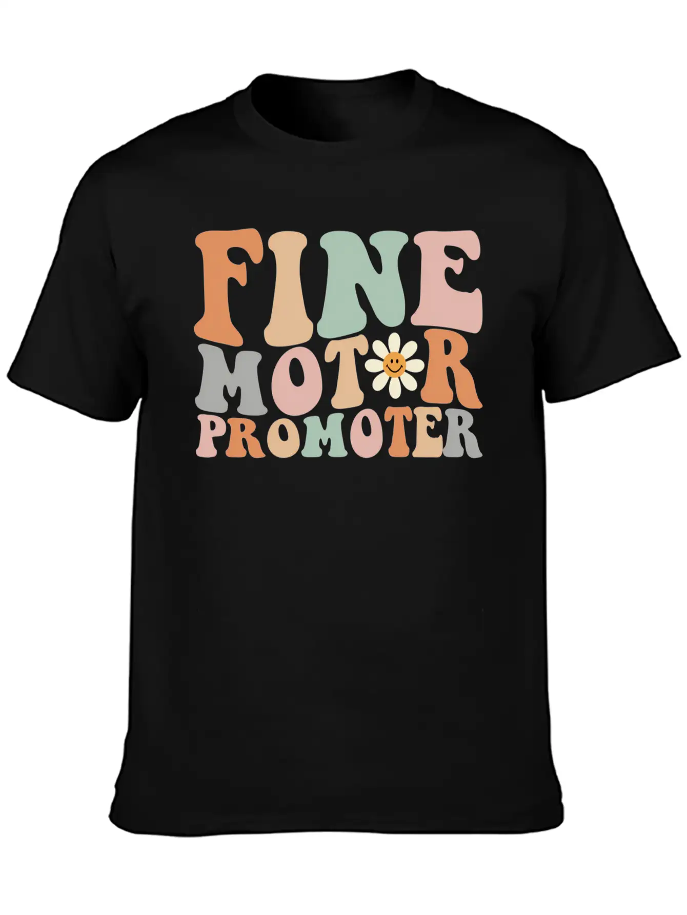 Retro Groovy Fine Motor Promoter Ot Occupational T Comfortable Minimalist Graphic Tee – Summer Style Essential