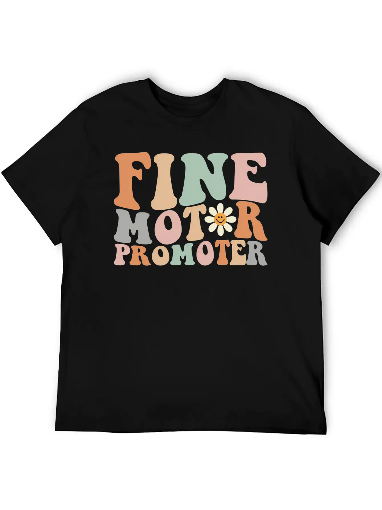Retro Groovy Fine Motor Promoter Ot Occupational T Comfortable Minimalist Graphic Tee – Summer Style Essential